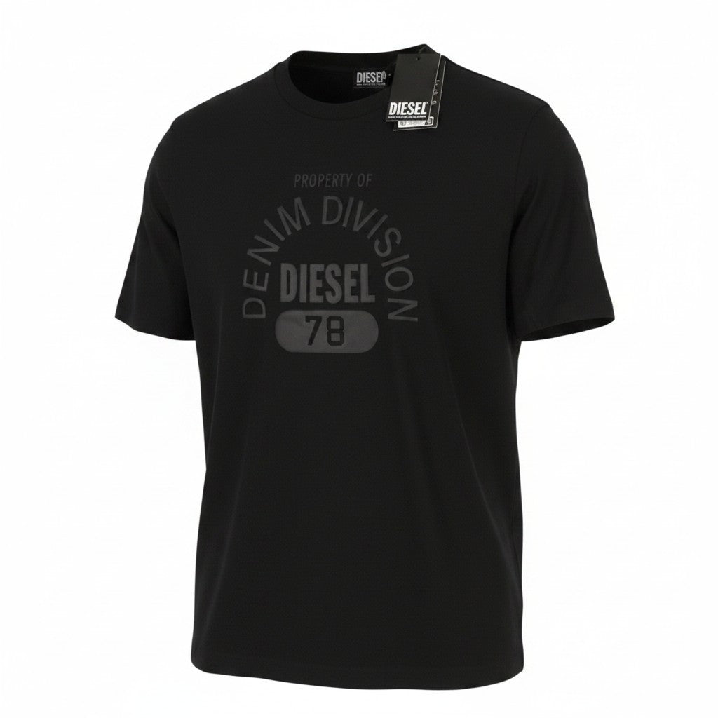 DIESEL T-Just-E17-Out Men T-Shirt XL Black Cotton Tricot Crew Neck Short Sleeve