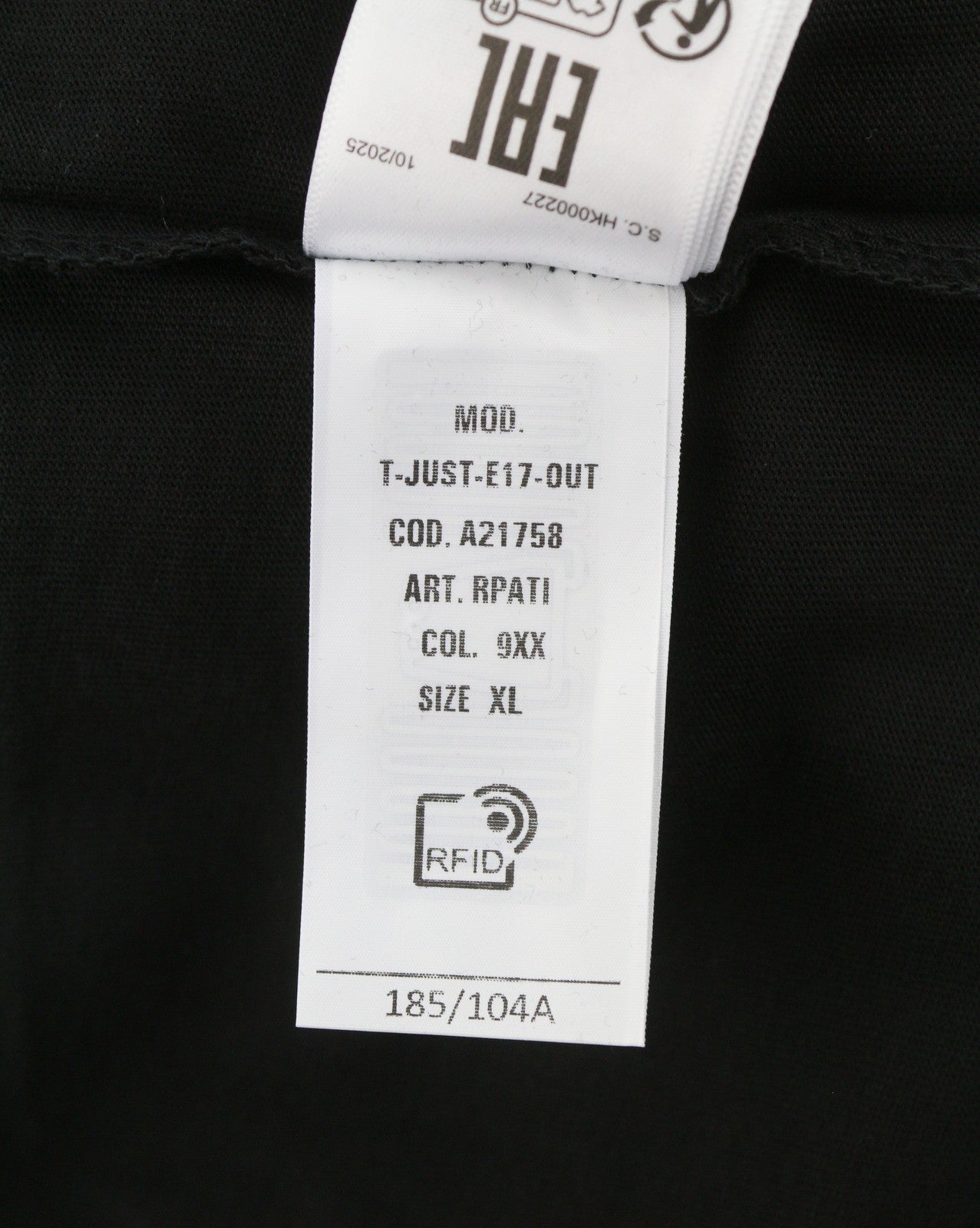 DIESEL T-Just-E17-Out Men T-Shirt XL Black Cotton Tricot Crew Neck Short Sleeve