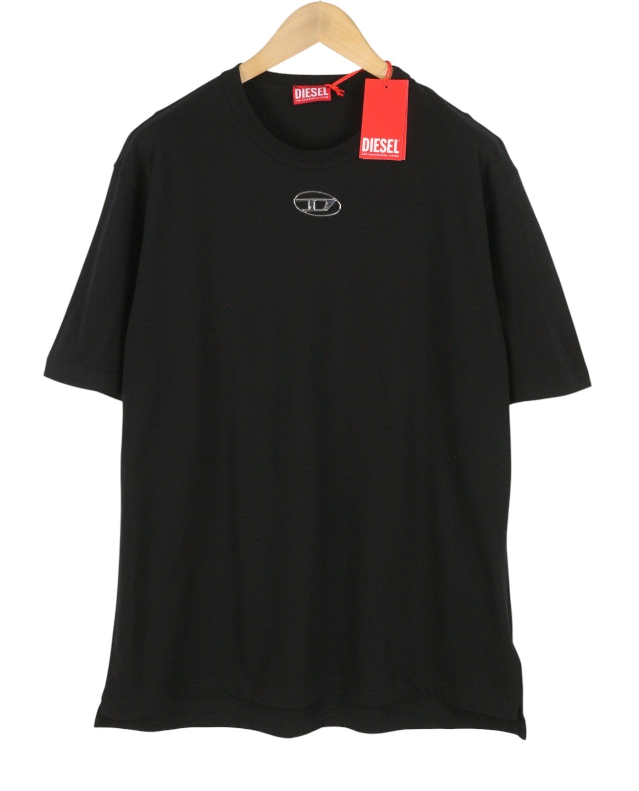 DIESEL T-Just-OD Men T-Shirt 2XL Black Shiny Logo Cotton Tricot Short Sleeve