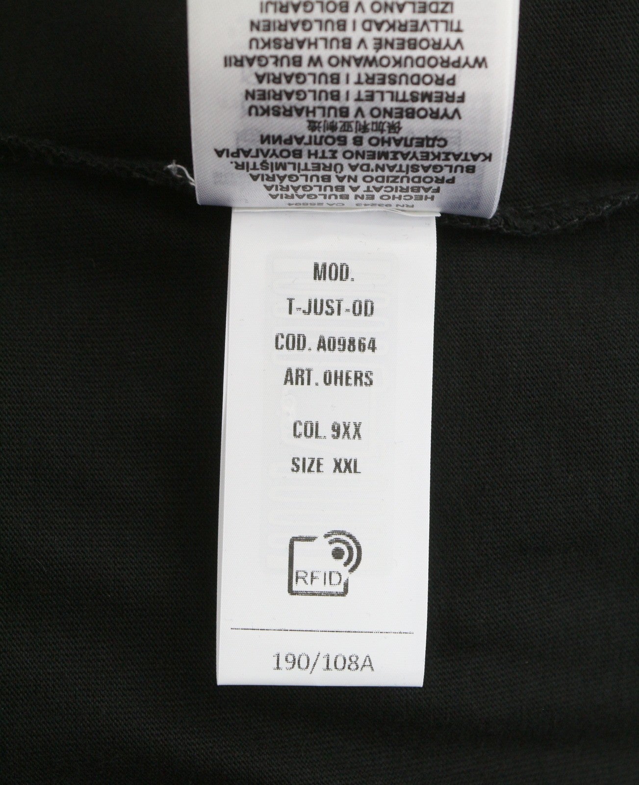DIESEL T-Just-OD Men T-Shirt 2XL Black Shiny Logo Cotton Tricot Short Sleeve