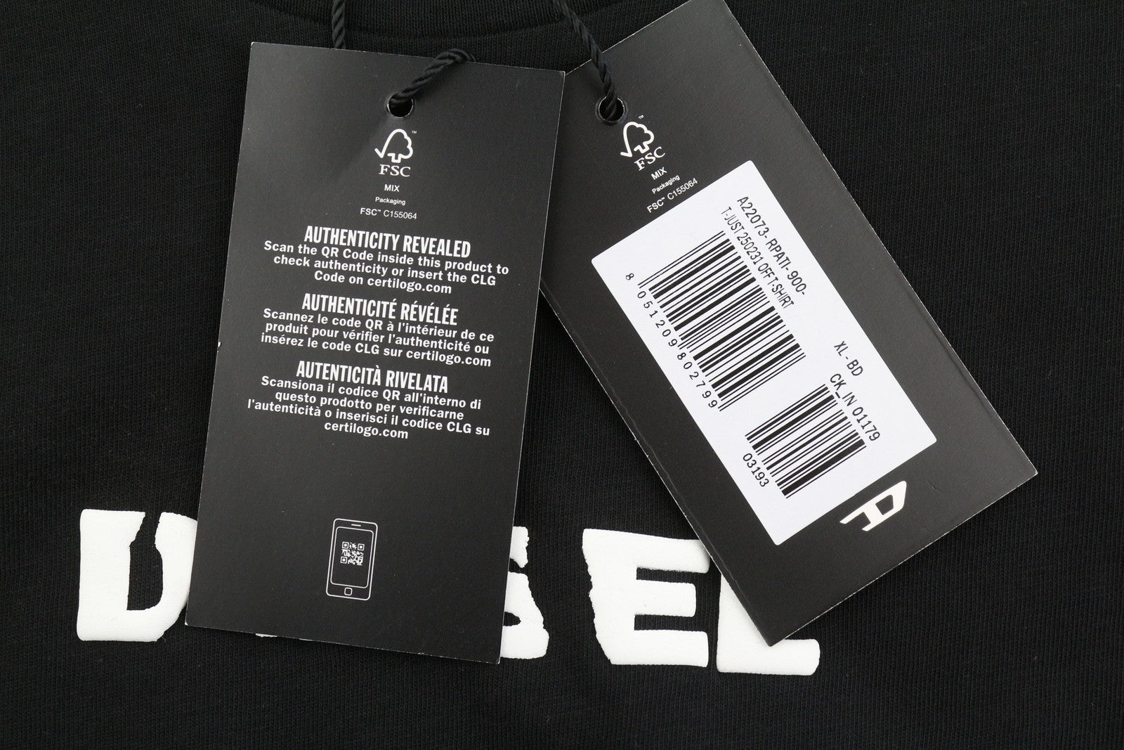 DIESEL T-Just 250231 Off Men T-Shirt XL Black Cotton Tricot Crew Short Sleeve