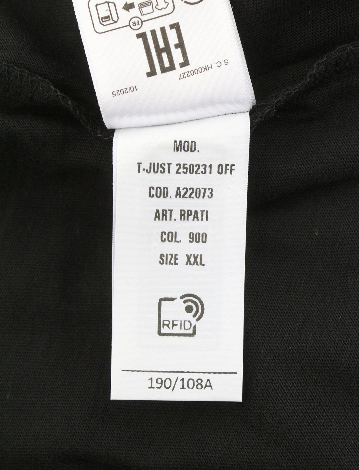 DIESEL T-Just 250231 Off Men T-Shirt 2XL Black Cotton Tricot Crew Short Sleeve
