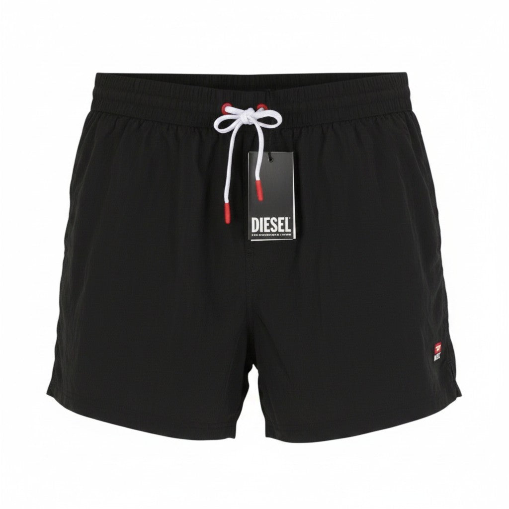 DIESEL Bmbx-Nico-Patch Men Swimwear M Black Elastic Drawstring Waist Beach