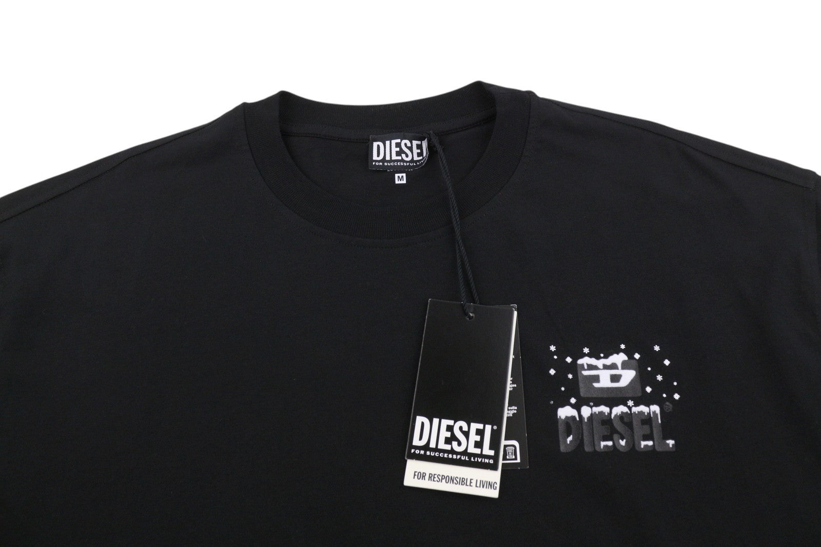 DIESEL T-Wash-XX Men T-Shirt M Black Loose Fit Cotton Tricot Crew Short Sleeve