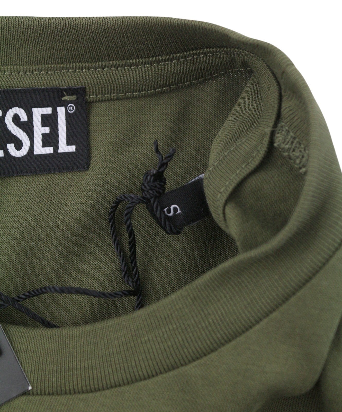 DIESEL T-Diego New D Logo Men T-Shirt S Khaki Green Cotton Tricot Short Sleeve