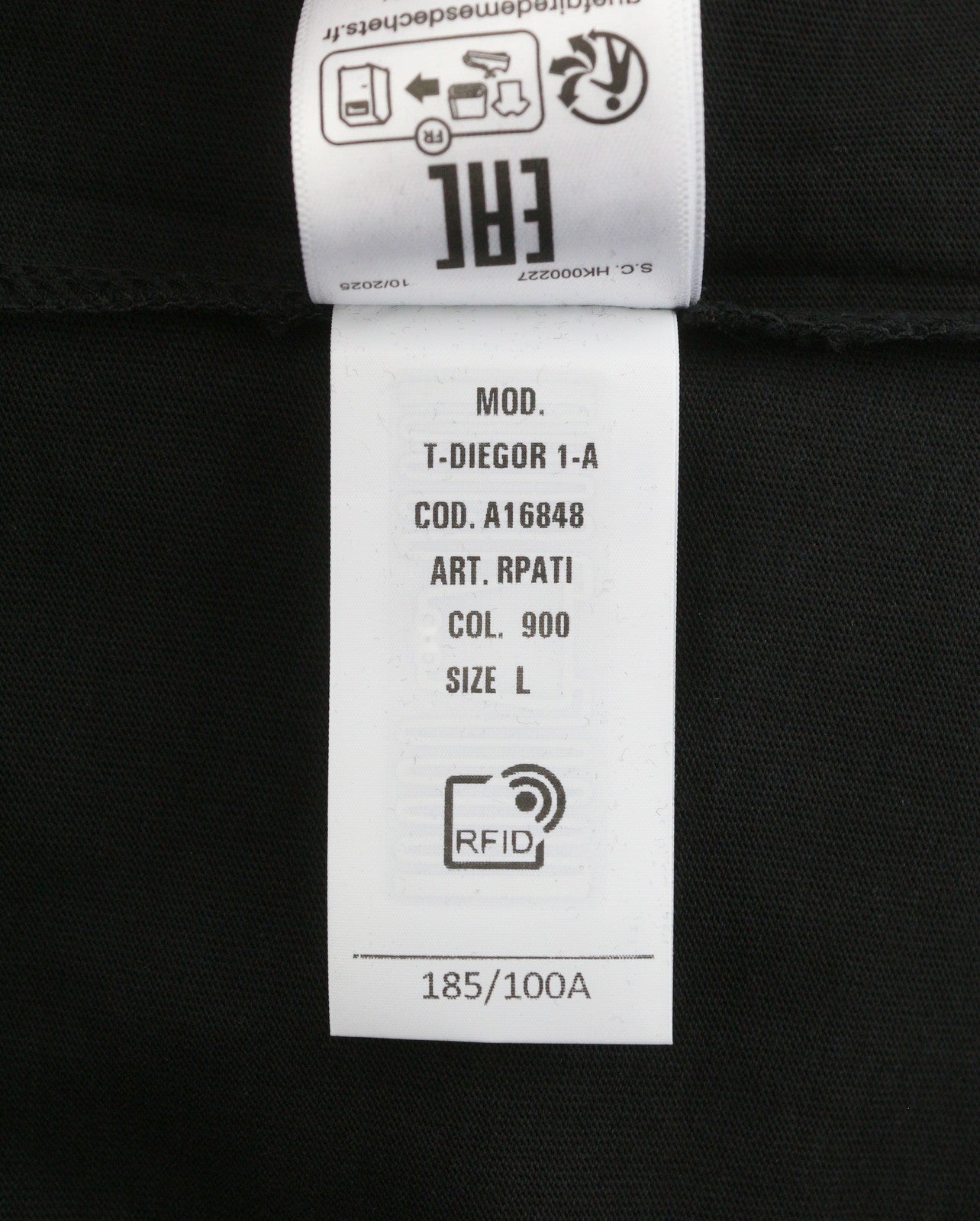 DIESEL T-Diegor 1-A Men T-Shirt L Black Cotton Tricot Crew Neck Short Sleeve