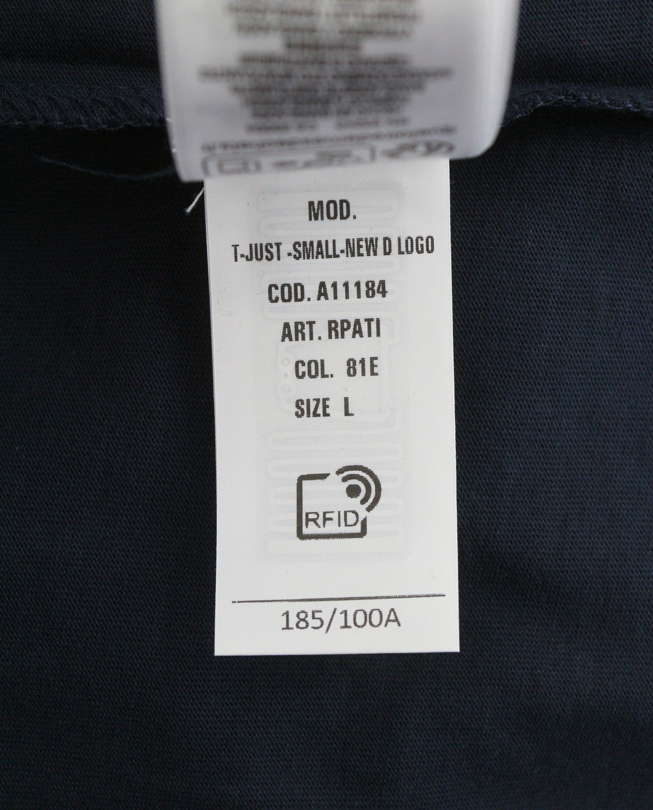 DIESEL T-Just-Small-New D Logo Men T-Shirt L Blue Cotton Tricot Short Sleeve