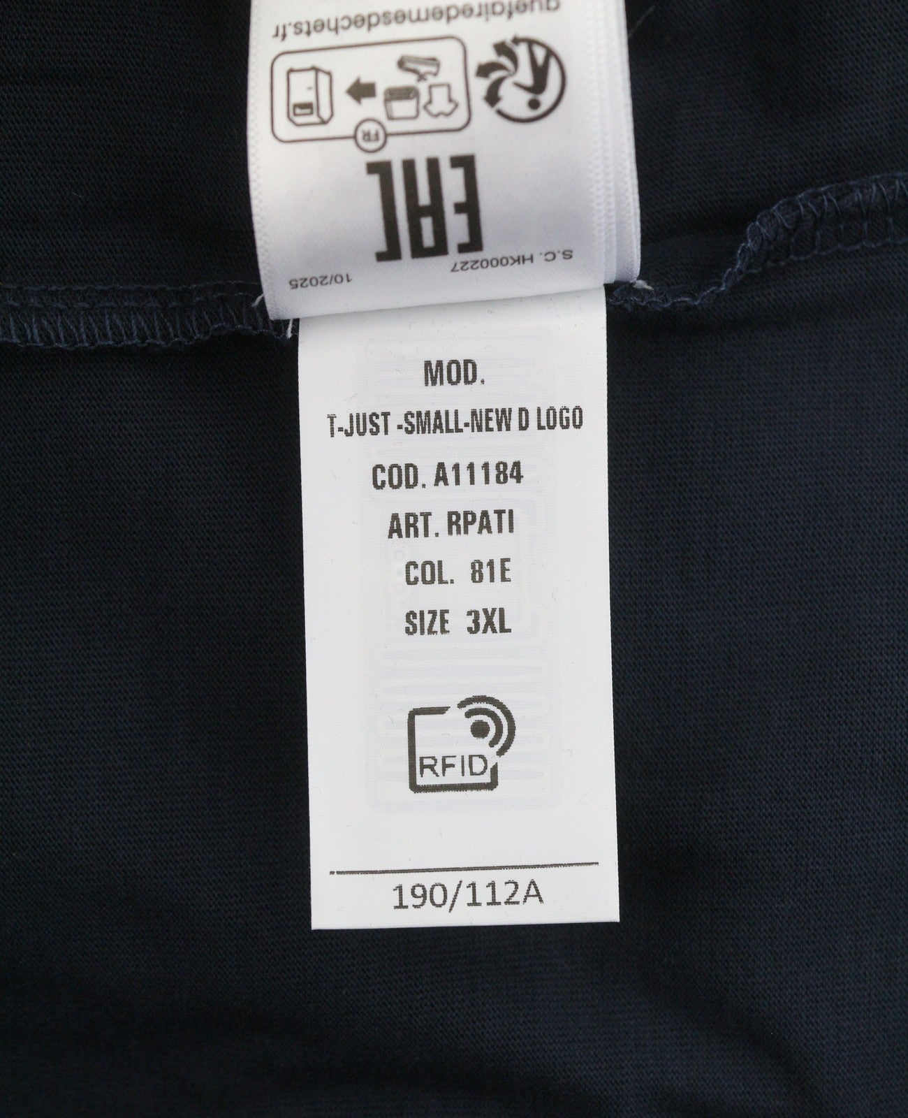 DIESEL T-Just-Small-New D Logo Men T-Shirt 3XL Blue Cotton Tricot Short Sleeve