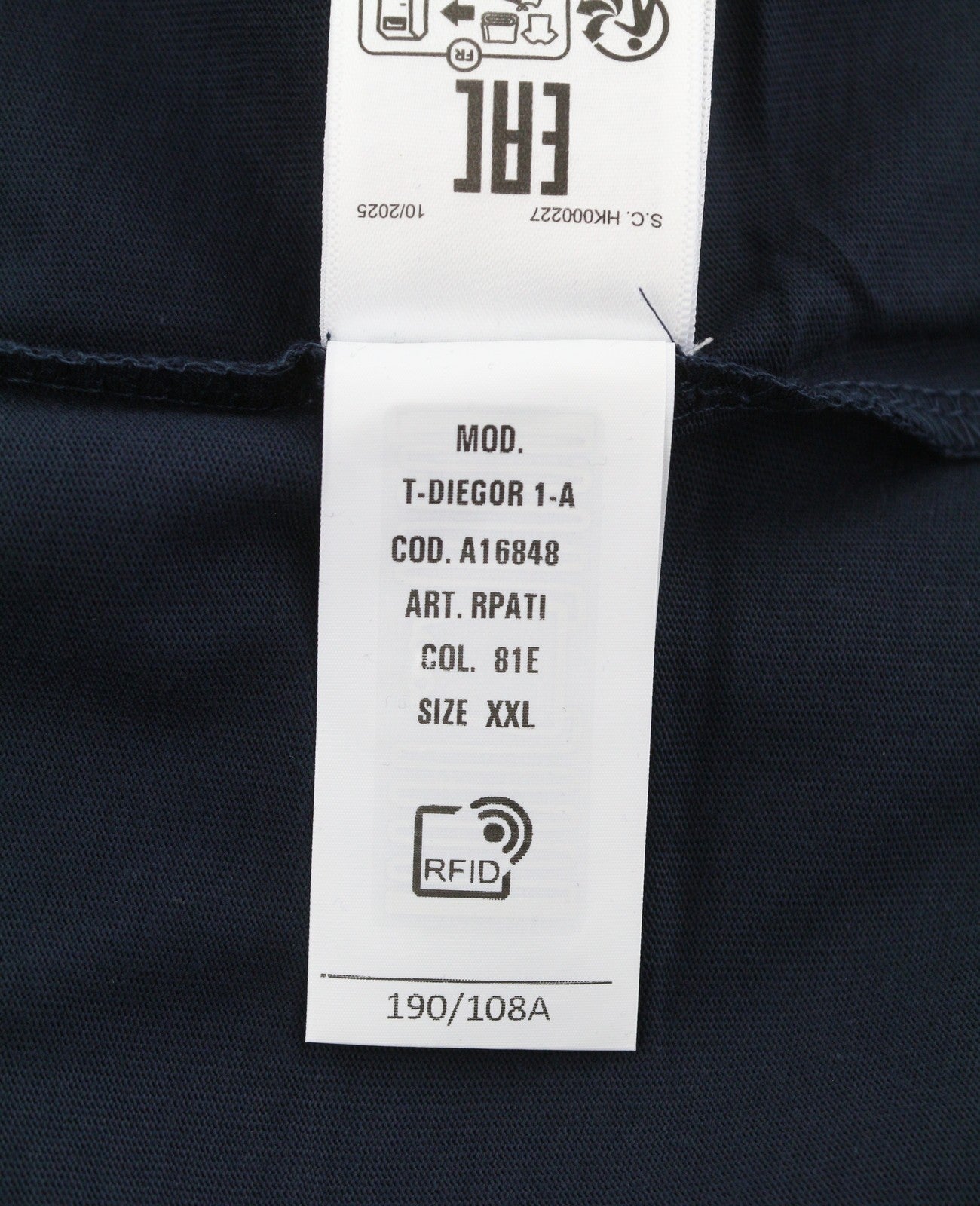 DIESEL T-Diegor 1-A Men T-Shirt 2XL Blue Cotton Tricot Crew Neck Short Sleeve