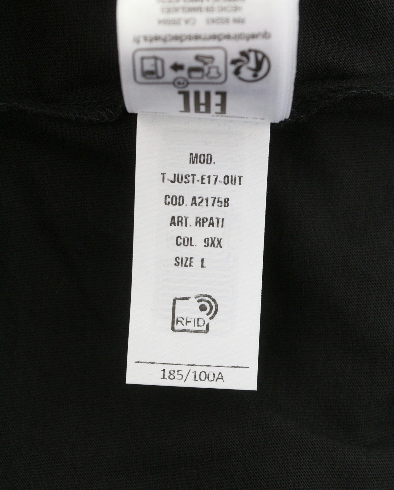 DIESEL T-Just-E17-Out Men T-Shirt L Black Cotton Tricot Crew Neck Short Sleeve