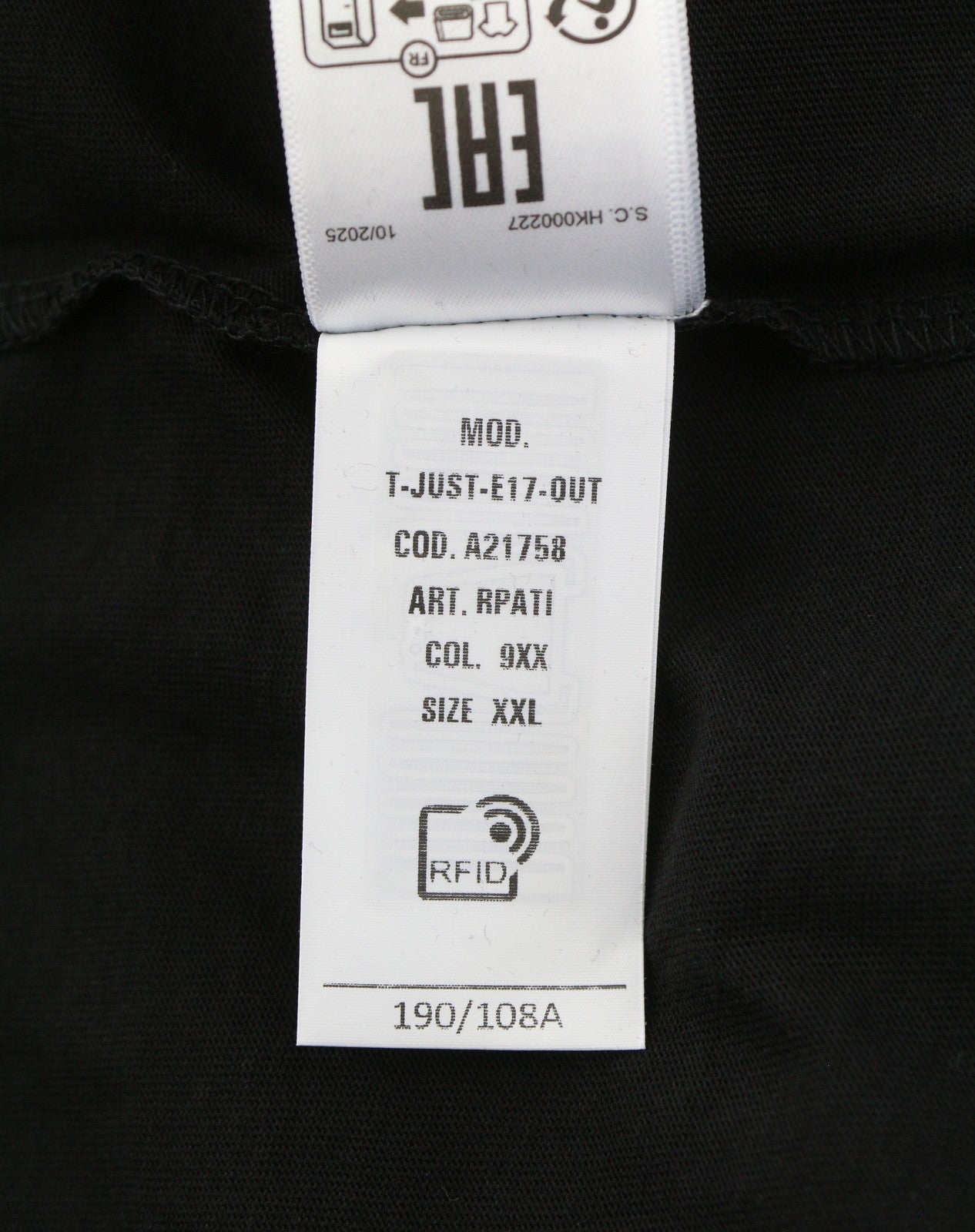 DIESEL T-Just-E17-Out Men T-Shirt 2XL Black Cotton Tricot Crew Neck Short Sleeve