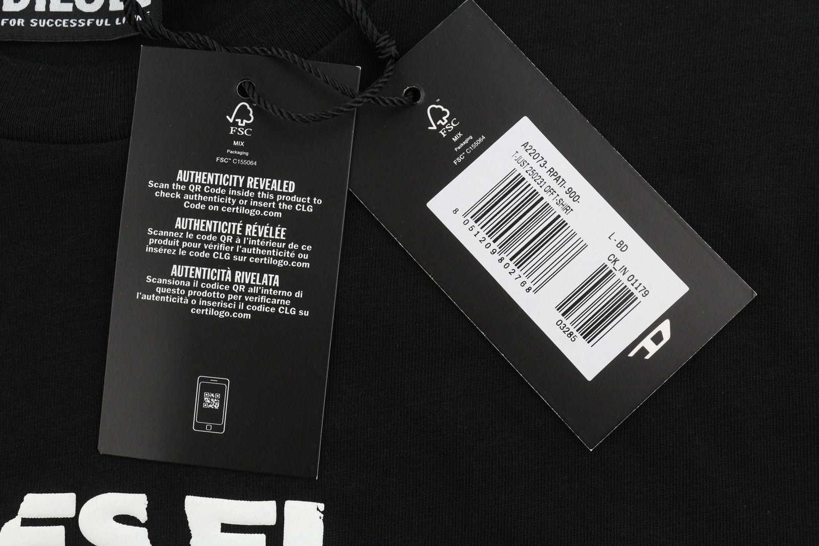 DIESEL T-Just 250231 Off Men T-Shirt L Black Cotton Tricot Crew Short Sleeve