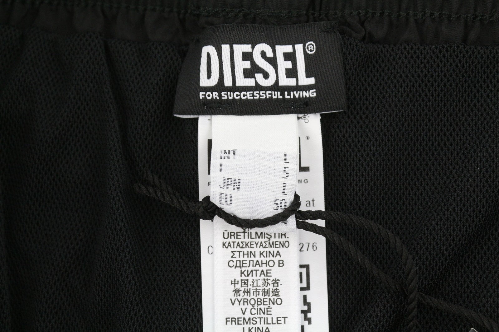 DIESEL Bmbx-Nico-Patch Men Swimwear L Black Elastic Drawstring Waist Beach