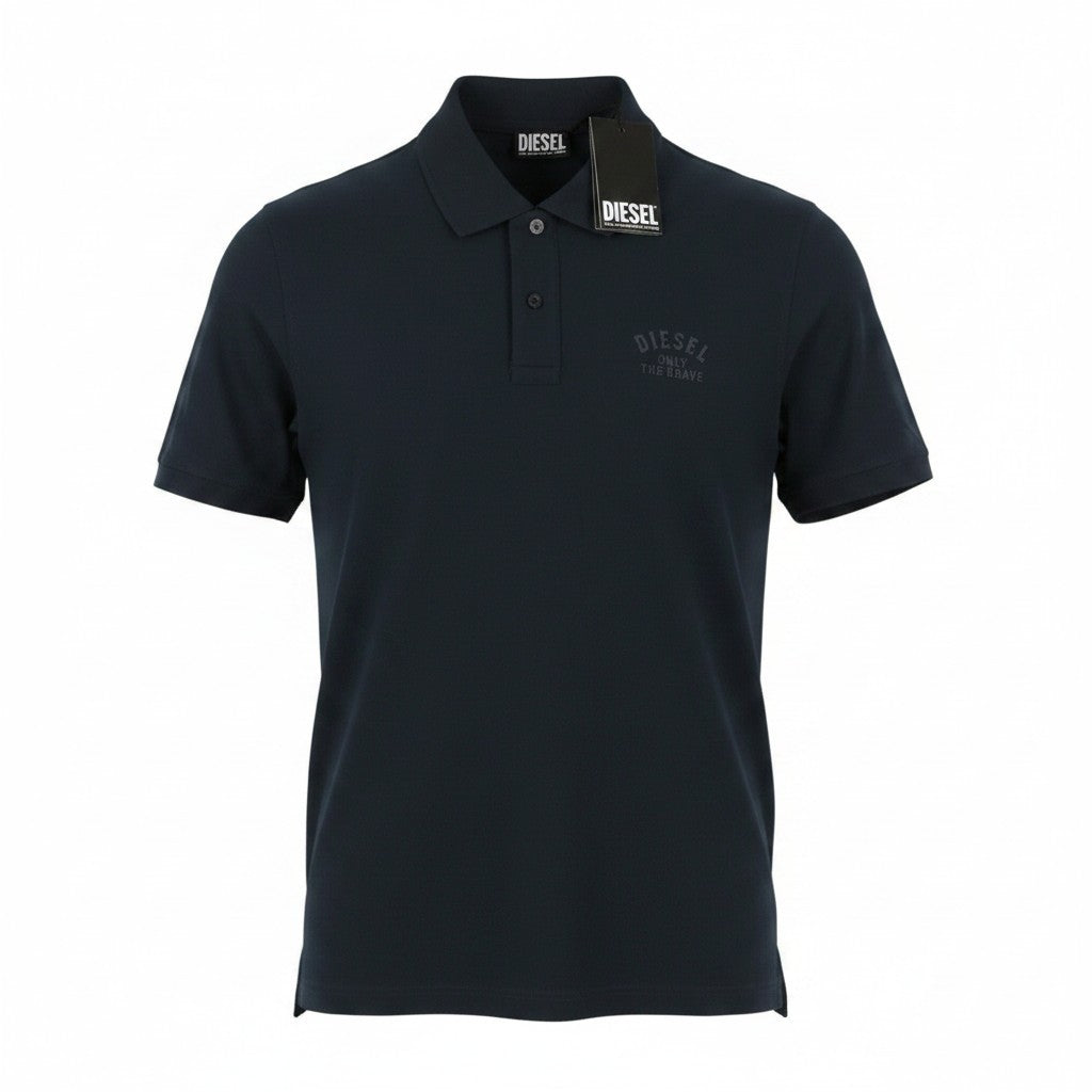 DIESEL T-Smith 260105 Off Men Polos XL Dark Blue Front Logo Short Sleeve