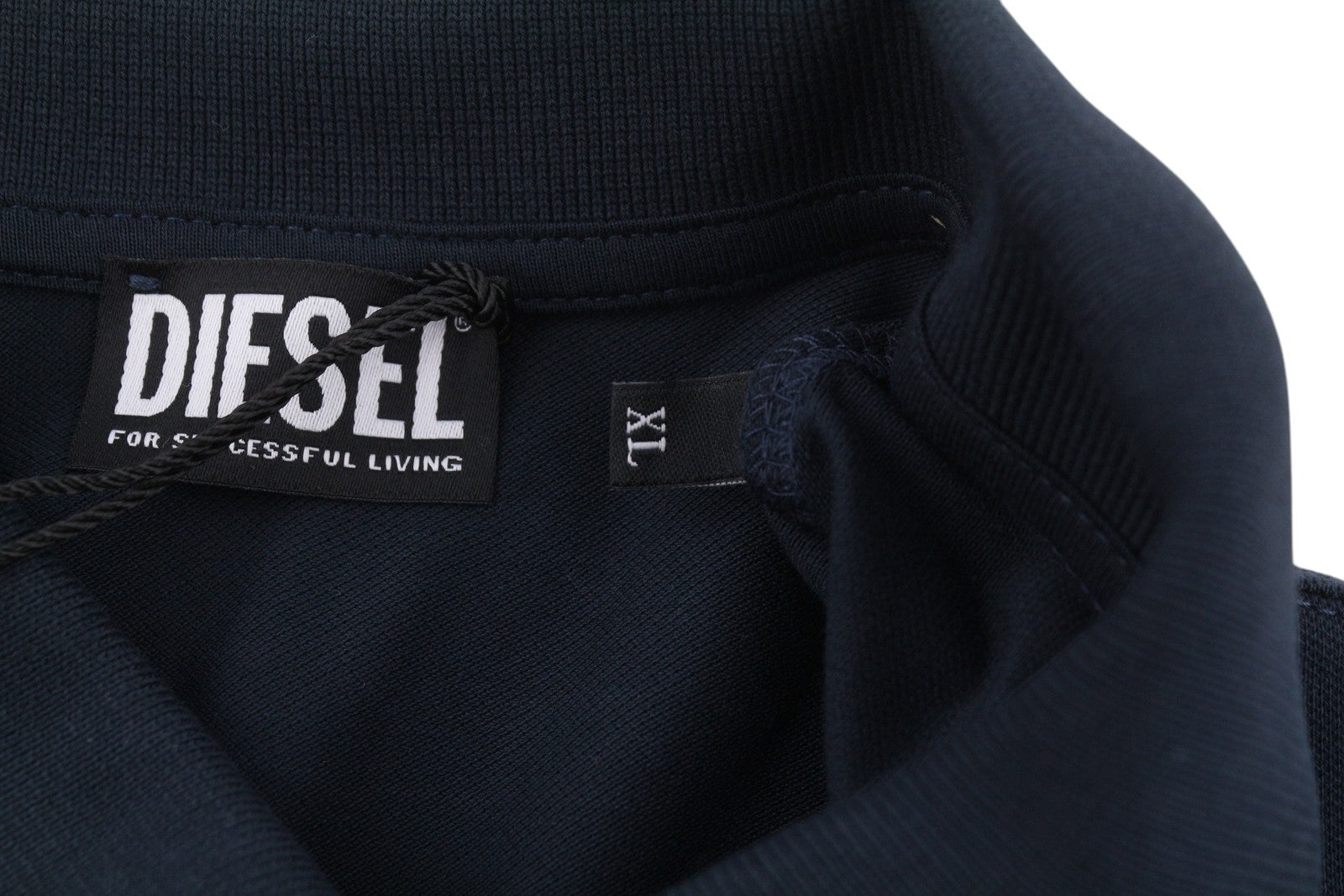 DIESEL T-Smith 260105 Off Men Polos XL Dark Blue Front Logo Short Sleeve
