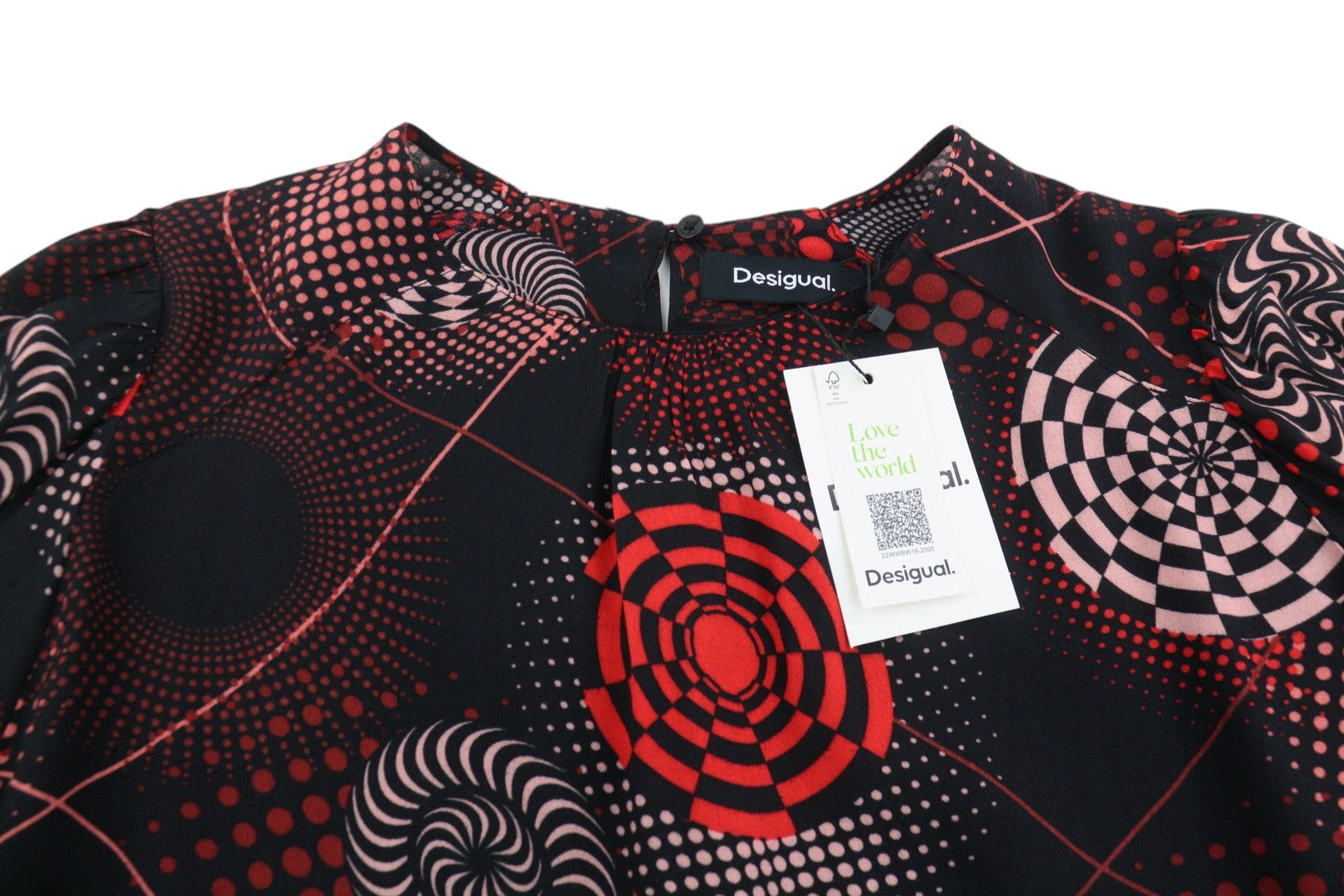 DESIGUAL Blus Luna Rep Women's Blouse XL Dark Print Long Sleeve