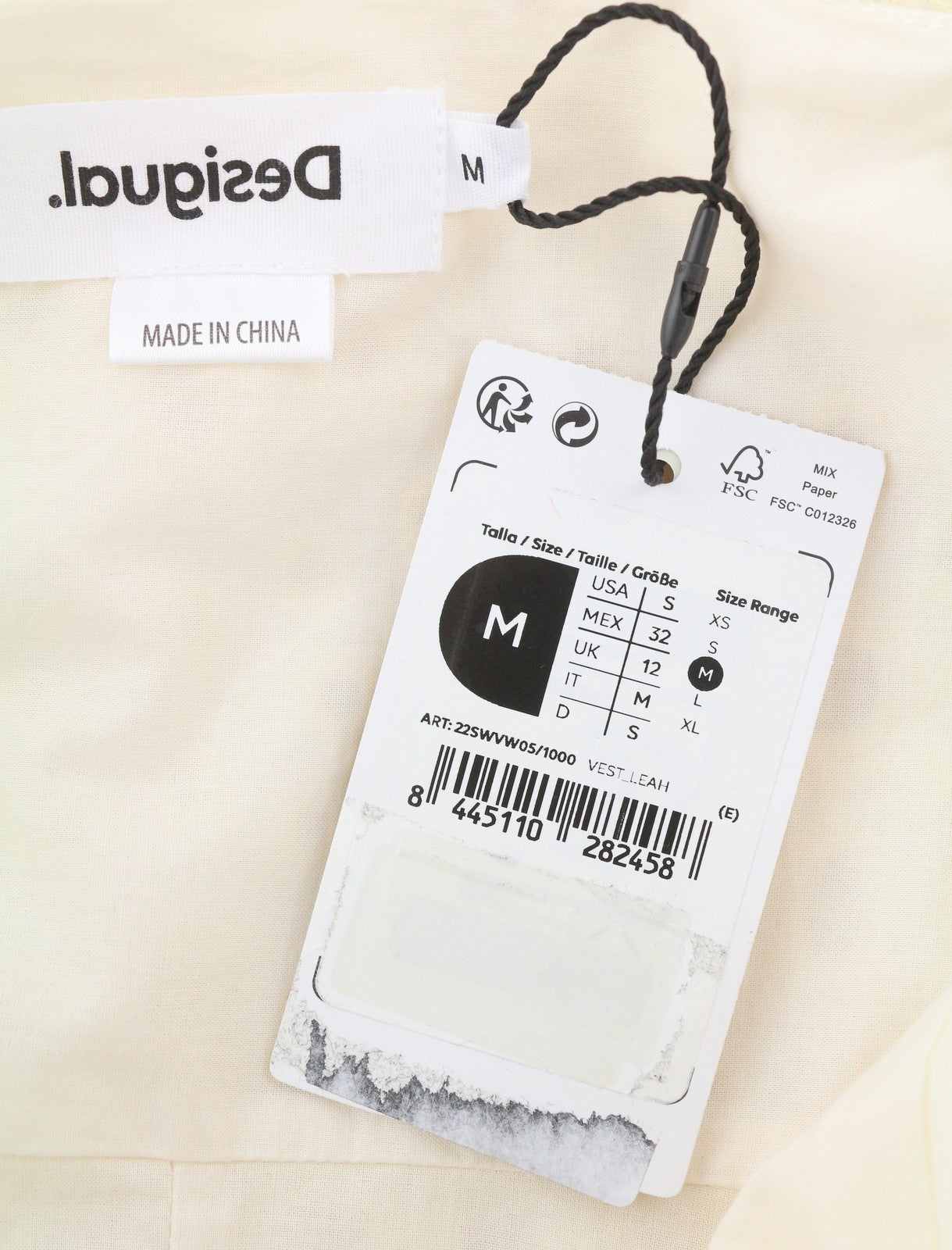 DESIGUAL Vest Leah Women's Dress M Off White Glitter Sequin Midi