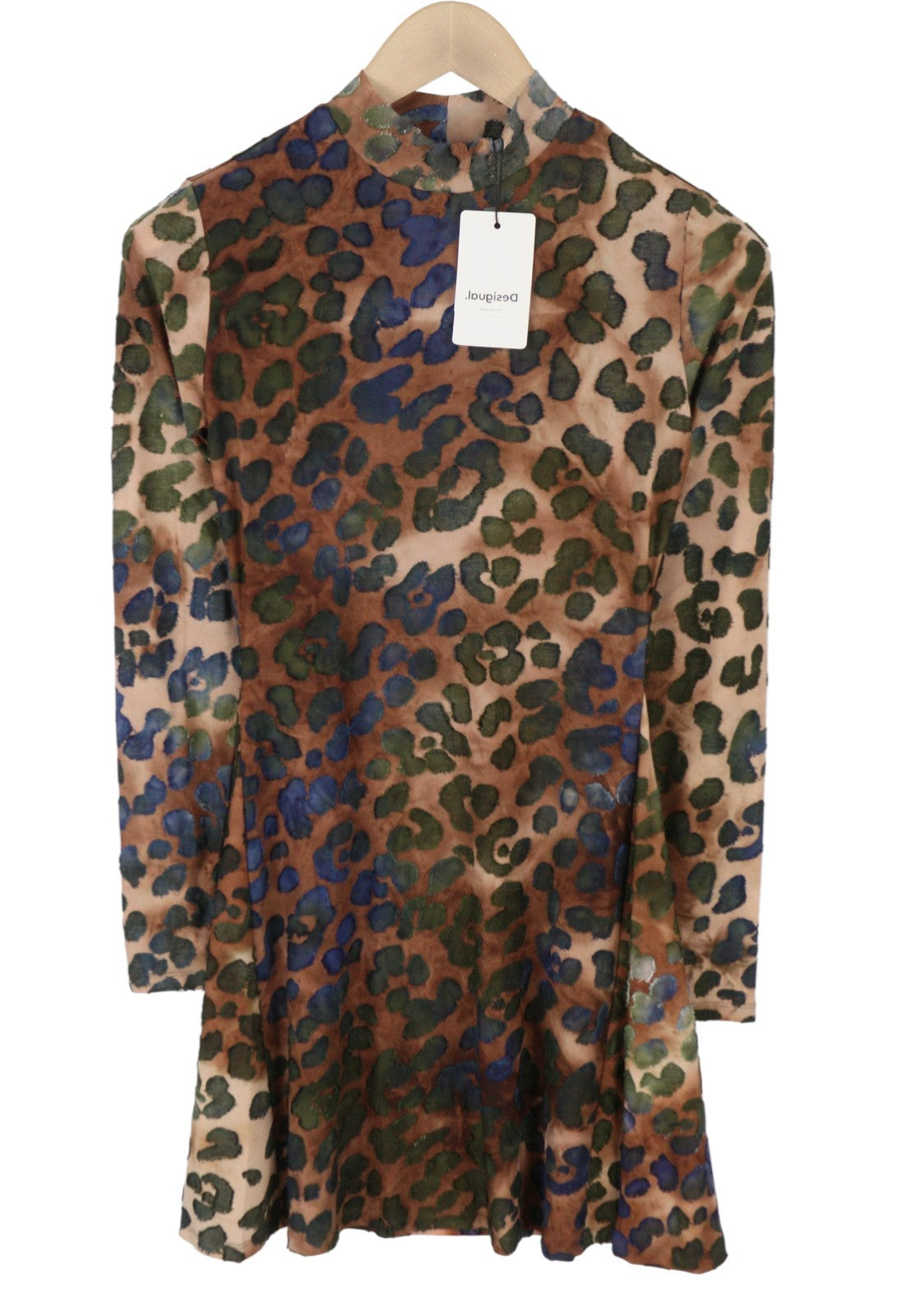 DESIGUAL Vest Felina Women's Dress S Brown Animal Print Textured Sleeve