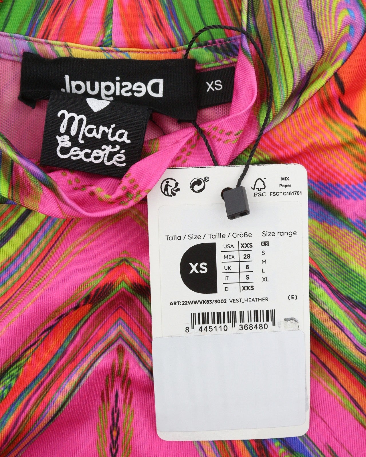 DESIGUAL Heather Women's Dress XS Multicolor Digital Print Long Sleeve Midi