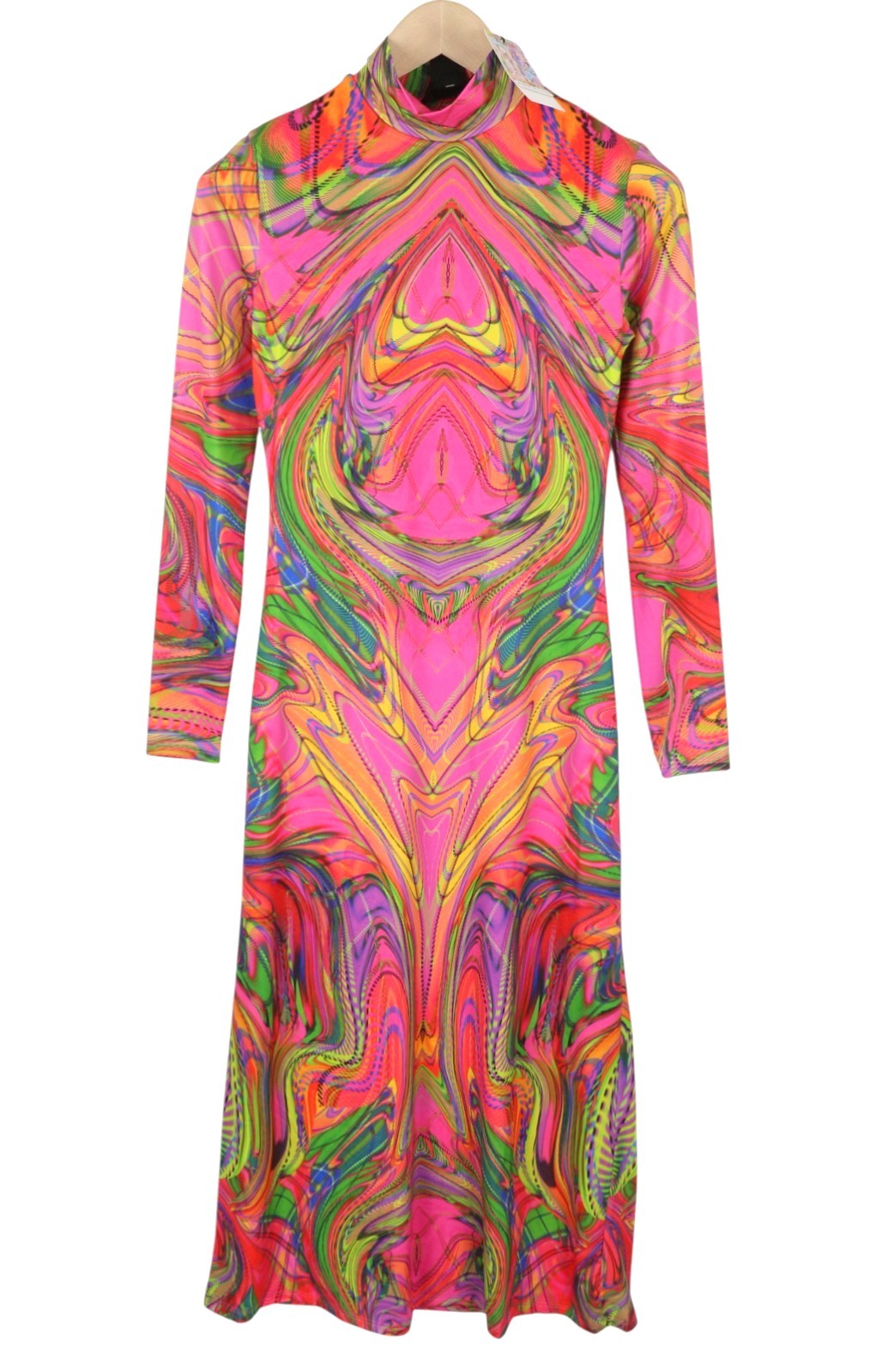 DESIGUAL Heather Women's Dress S Multicolor Digital Print Long Sleeve Midi