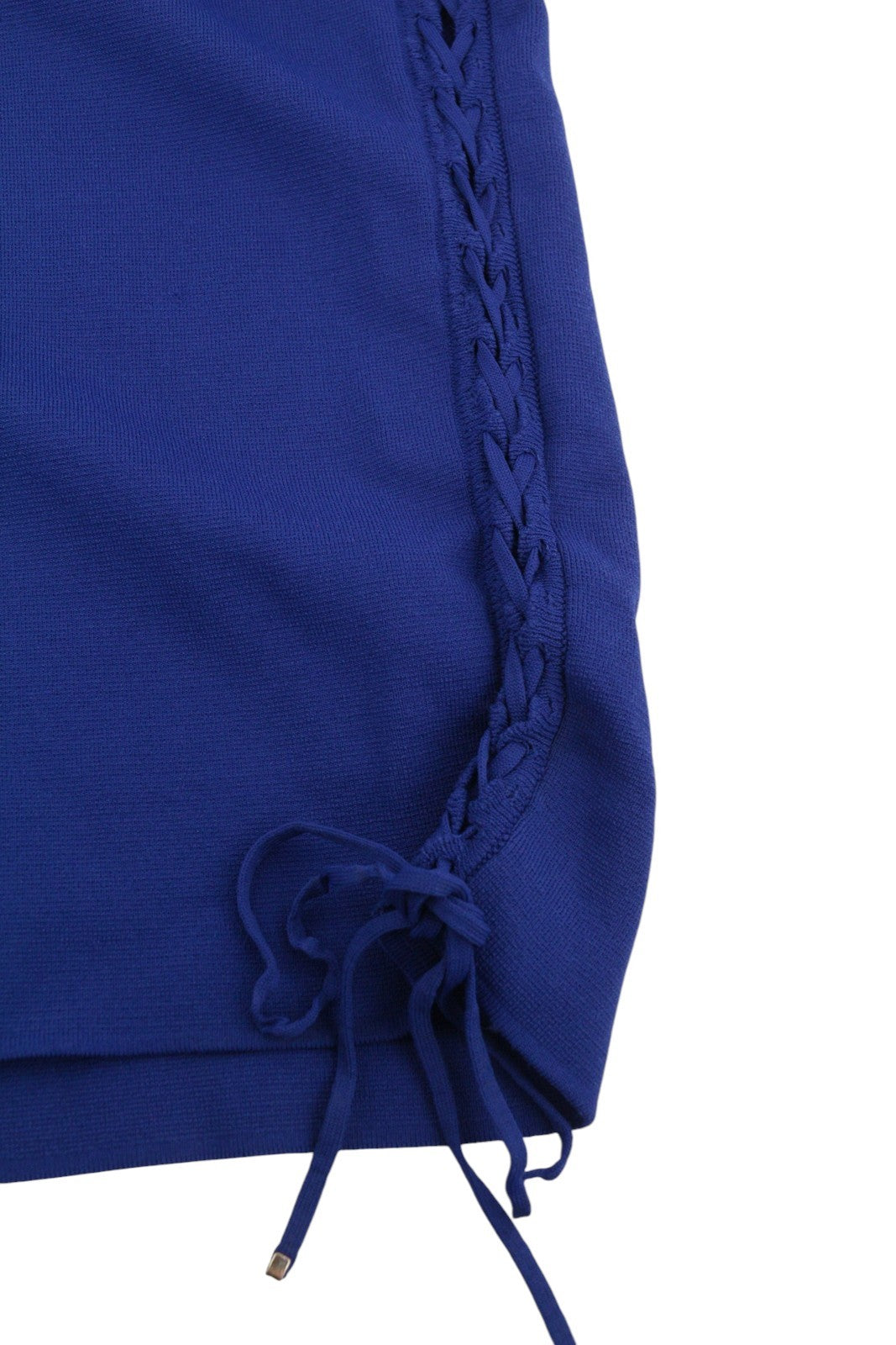 MARINA RINALDI Women's Dress XL Blue Knit Lace Side Sleeveless Crew