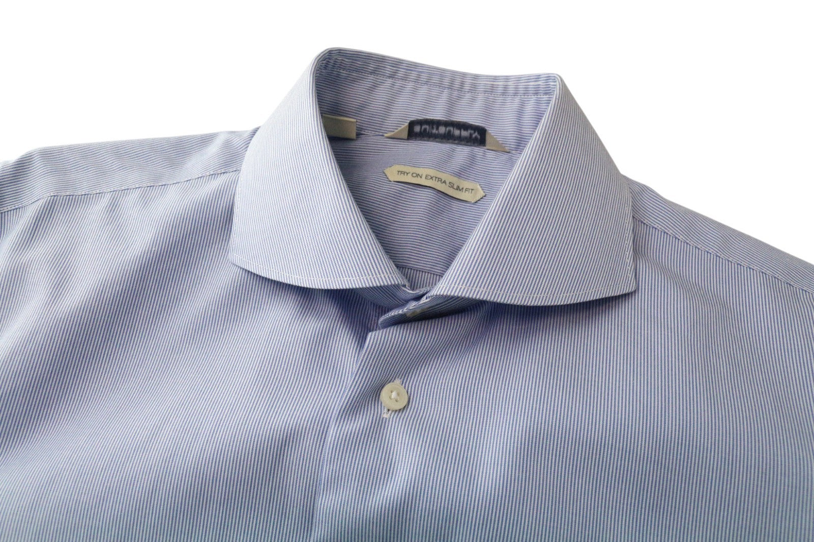 SUITSUPPLY Men's Formal Shirt 39/15 1/2 Extra Slim Blue Striped Pure Cotton