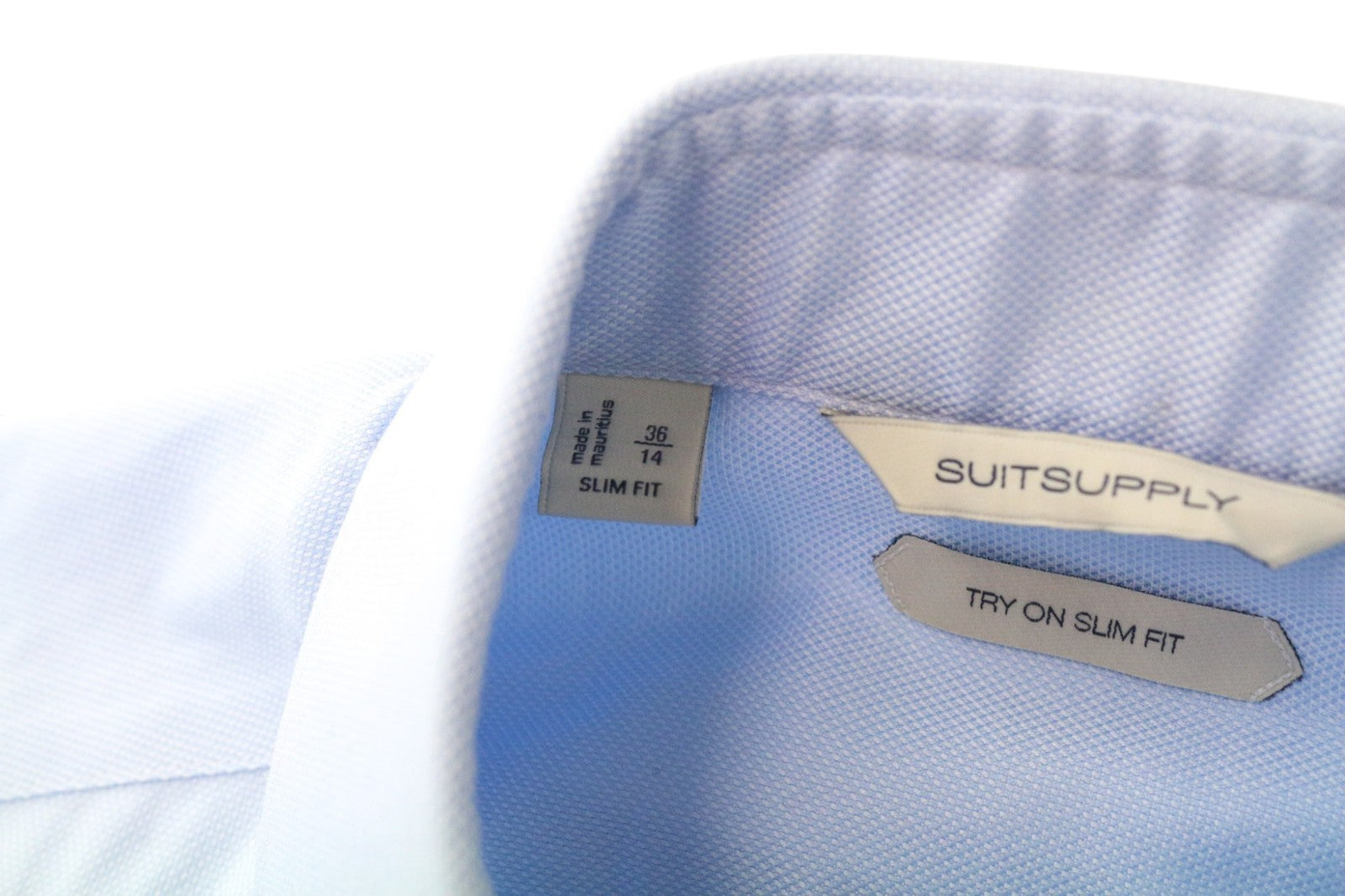 SUITSUPPLY Men's Formal Shirt 36/14 Slim Blue Pure Cotton Long Sleeve Buttoned