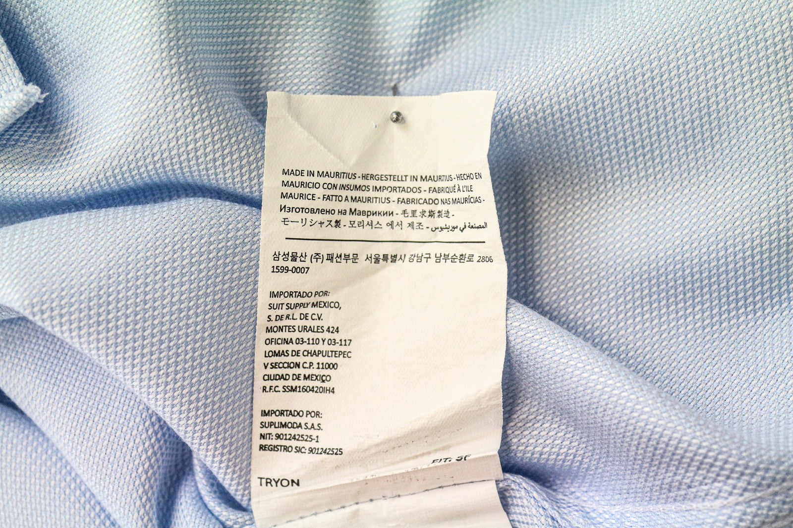 SUITSUPPLY Men's Formal Shirt 36/14 Slim Blue Pure Cotton Long Sleeve Buttoned