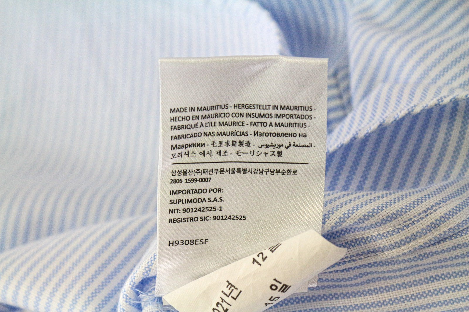 SUITSUPPLY Traveller Men's Formal Shirt 38/15 Blue Slim Pure Cotton Striped