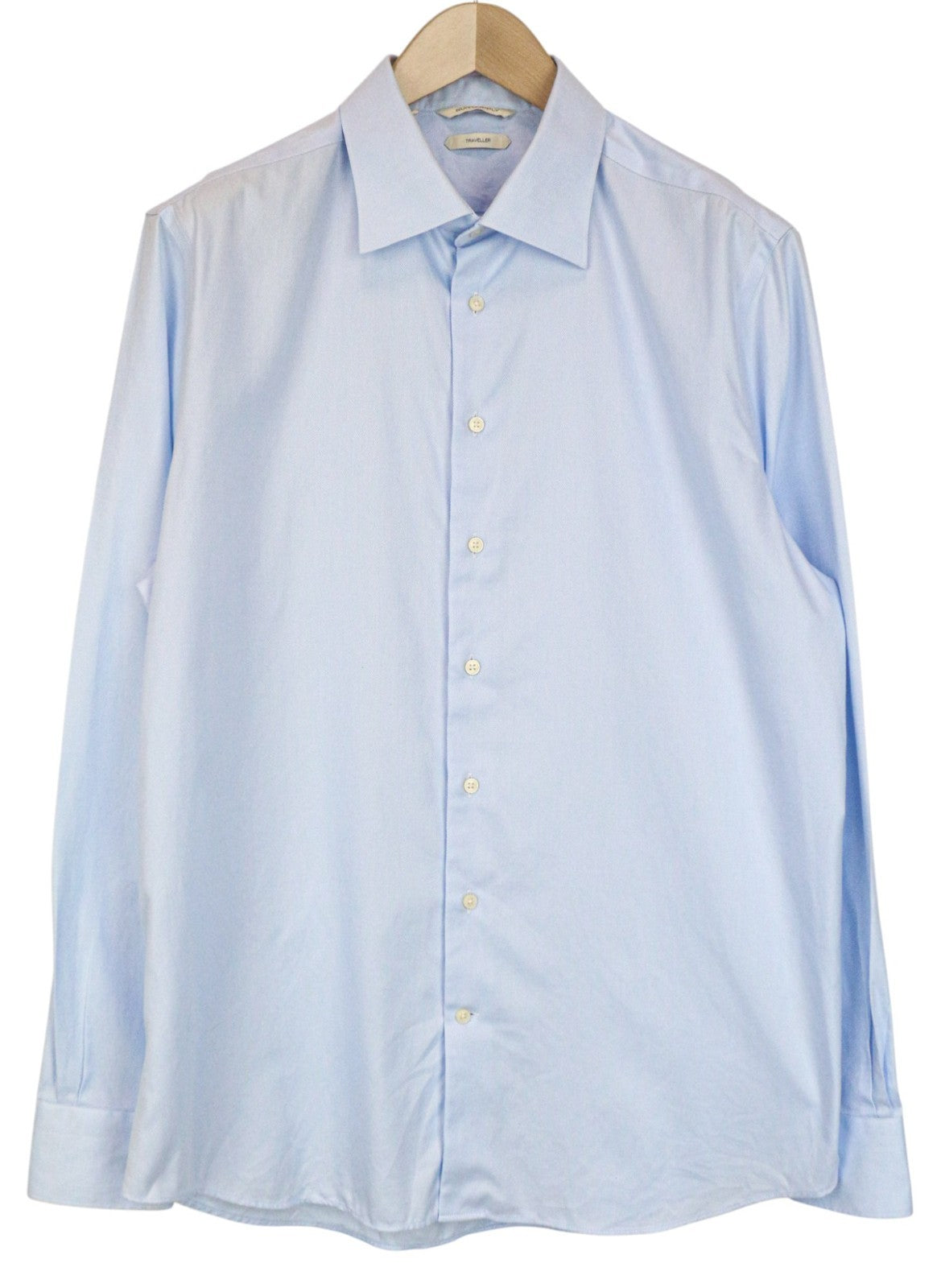 SUITSUPPLY Traveller Men's Formal Shirt 44/17 1/2 Slim Pure Cotton Blue Long Fit