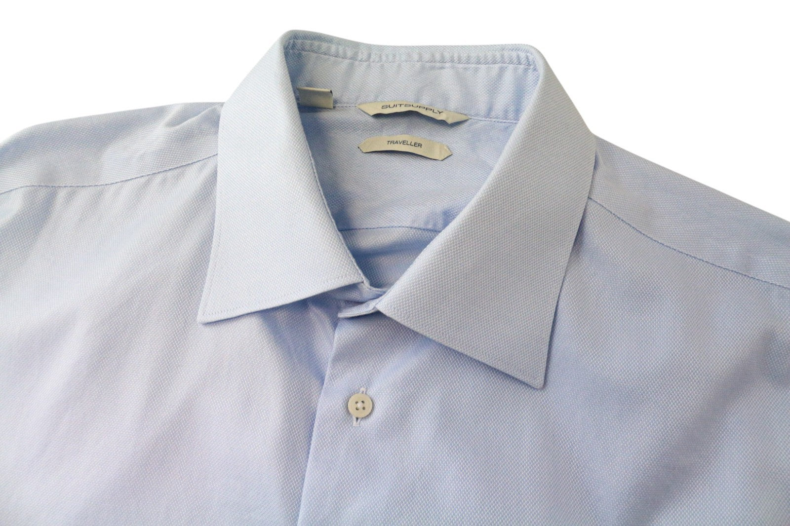 SUITSUPPLY Traveller Men's Formal Shirt 44/17 1/2 Slim Pure Cotton Blue Long Fit