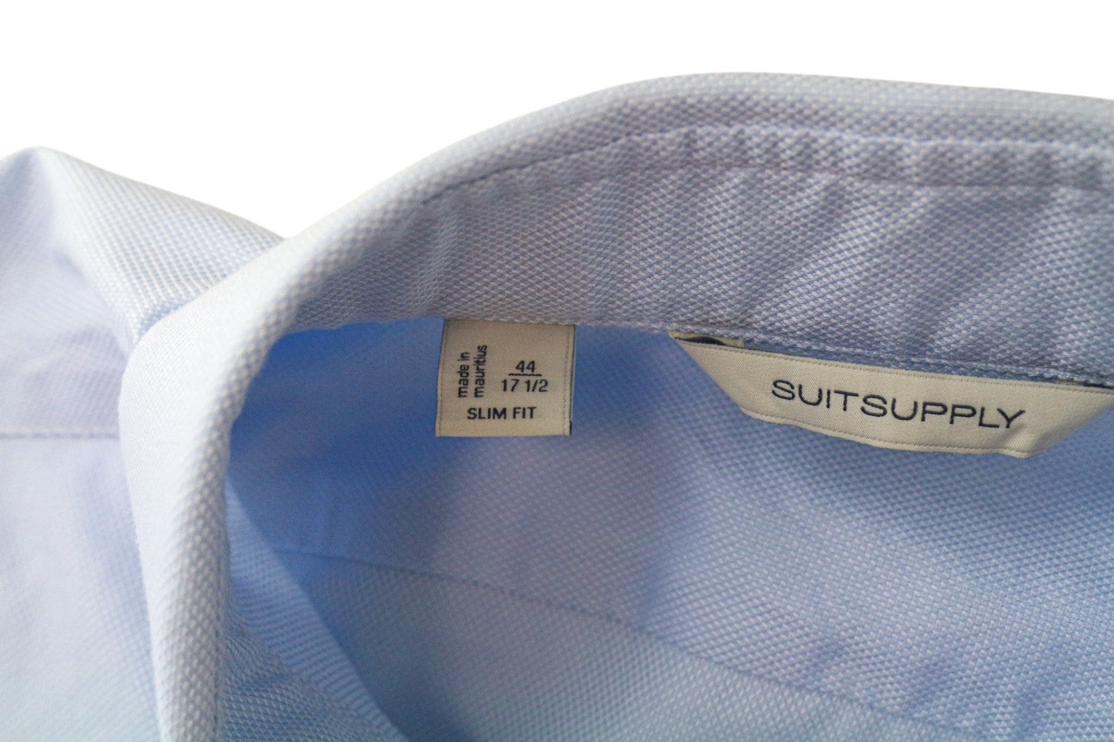 SUITSUPPLY Traveller Men's Formal Shirt 44/17 1/2 Slim Pure Cotton Blue Long Fit