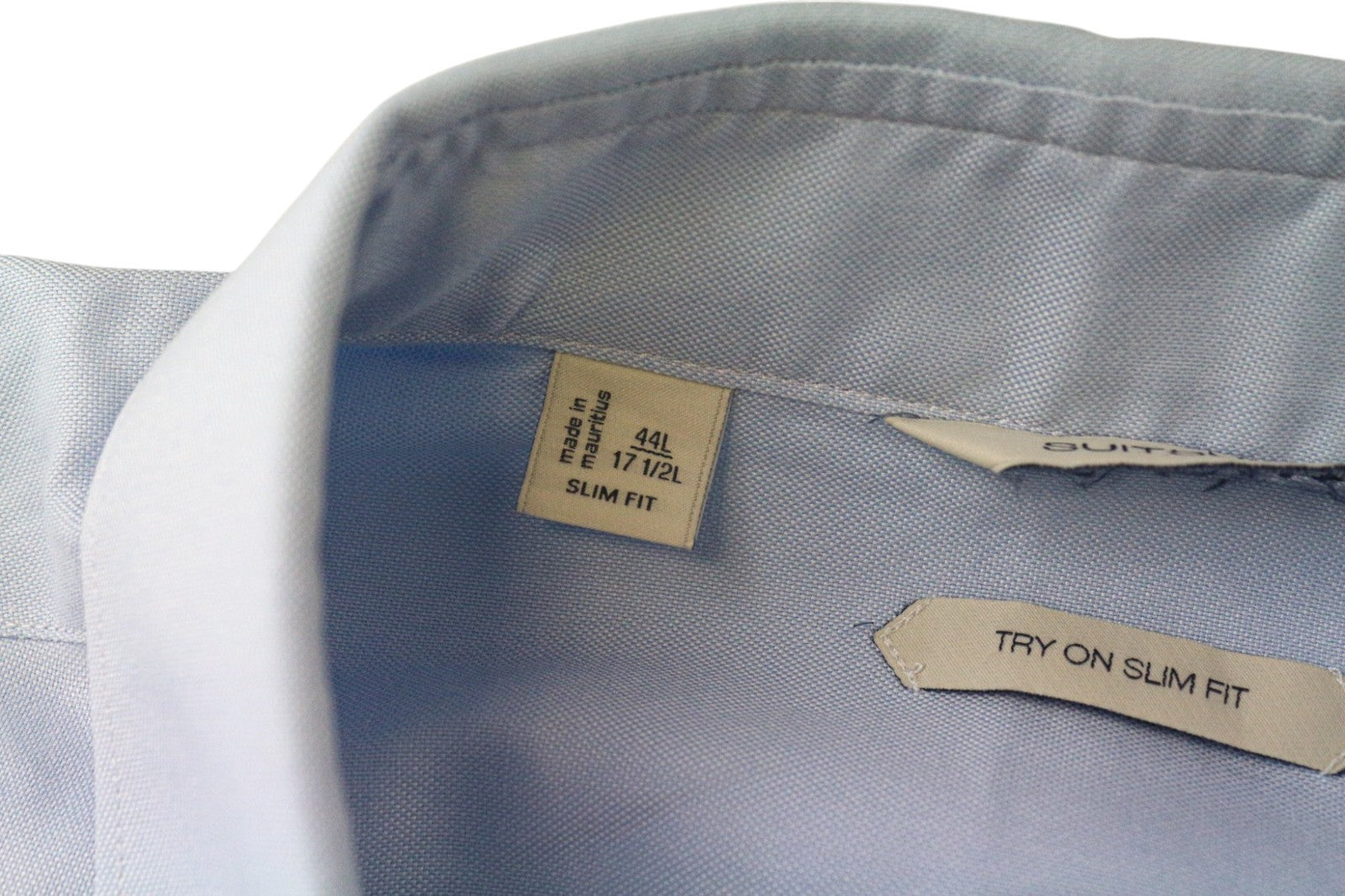 SUITSUPPLY Men's Formal Shirt 44L/17 1/2L Slim Blue Pure Cotton Long Sleeve Cut