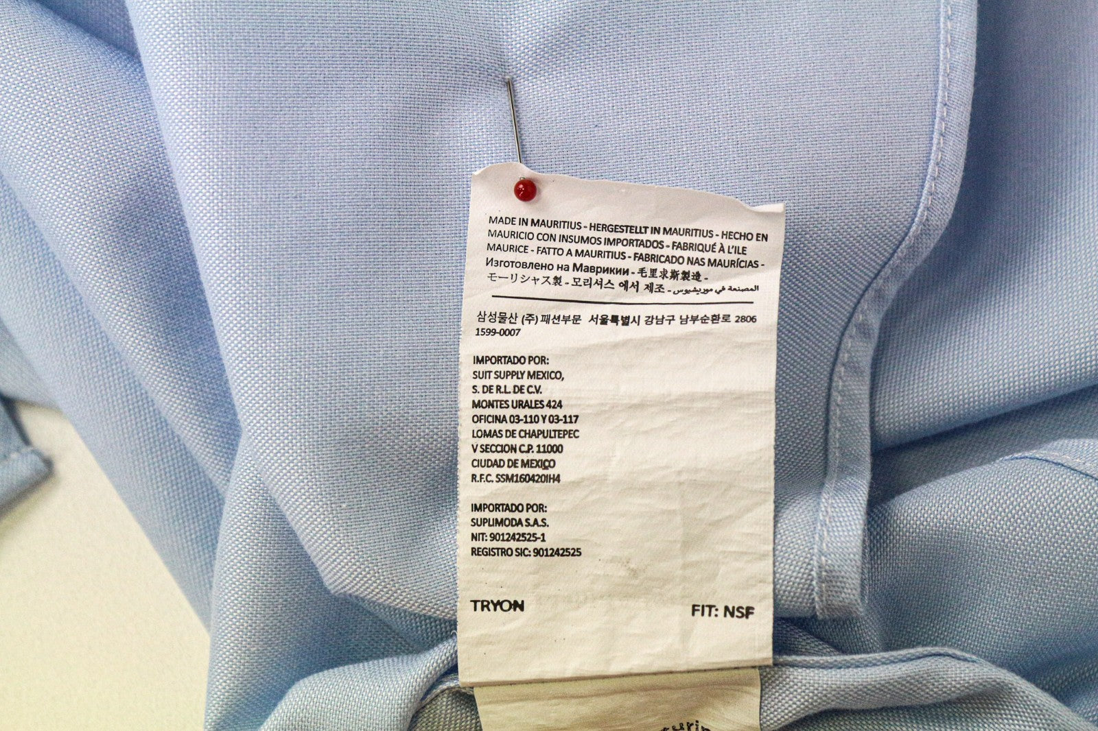 SUITSUPPLY Men's Formal Shirt 44L/17 1/2L Slim Blue Pure Cotton Long Sleeve Cut