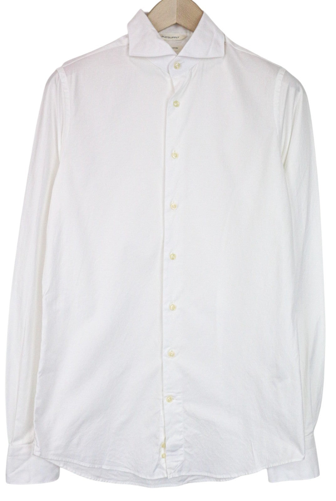 SUITSUPPLY Men's Formal Shirt 39L/15 1/2L White Extra Slim Pure Cotton Twill Cut