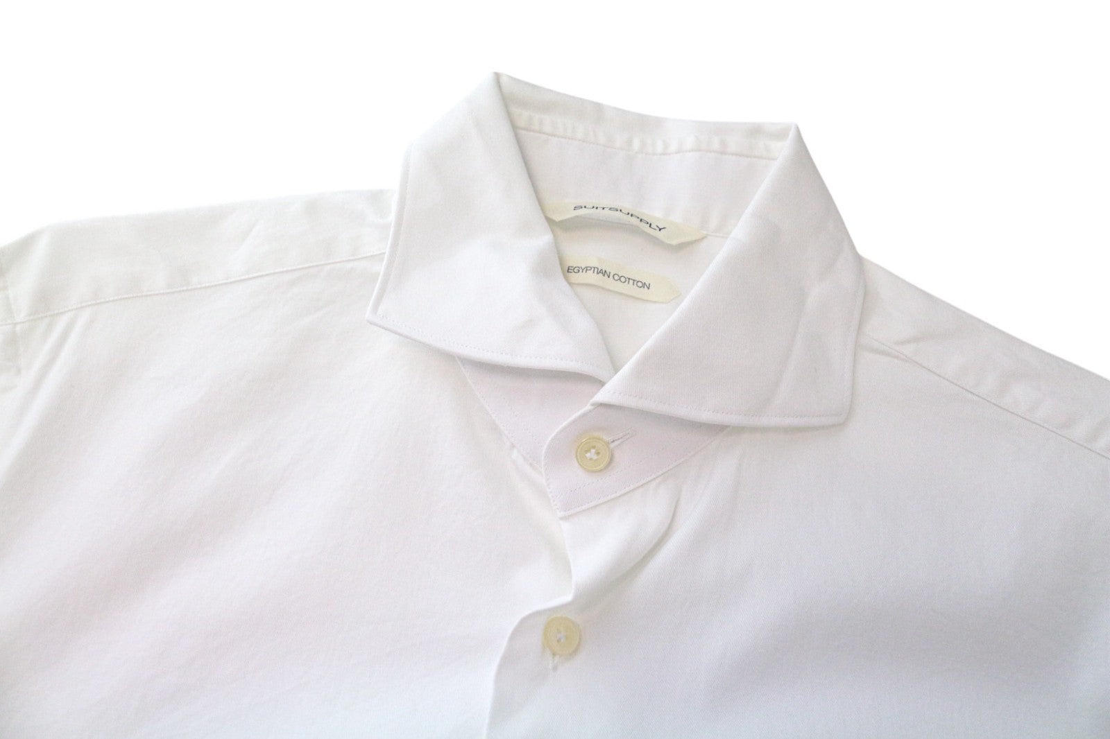 SUITSUPPLY Men's Formal Shirt 39L/15 1/2L White Extra Slim Pure Cotton Twill Cut