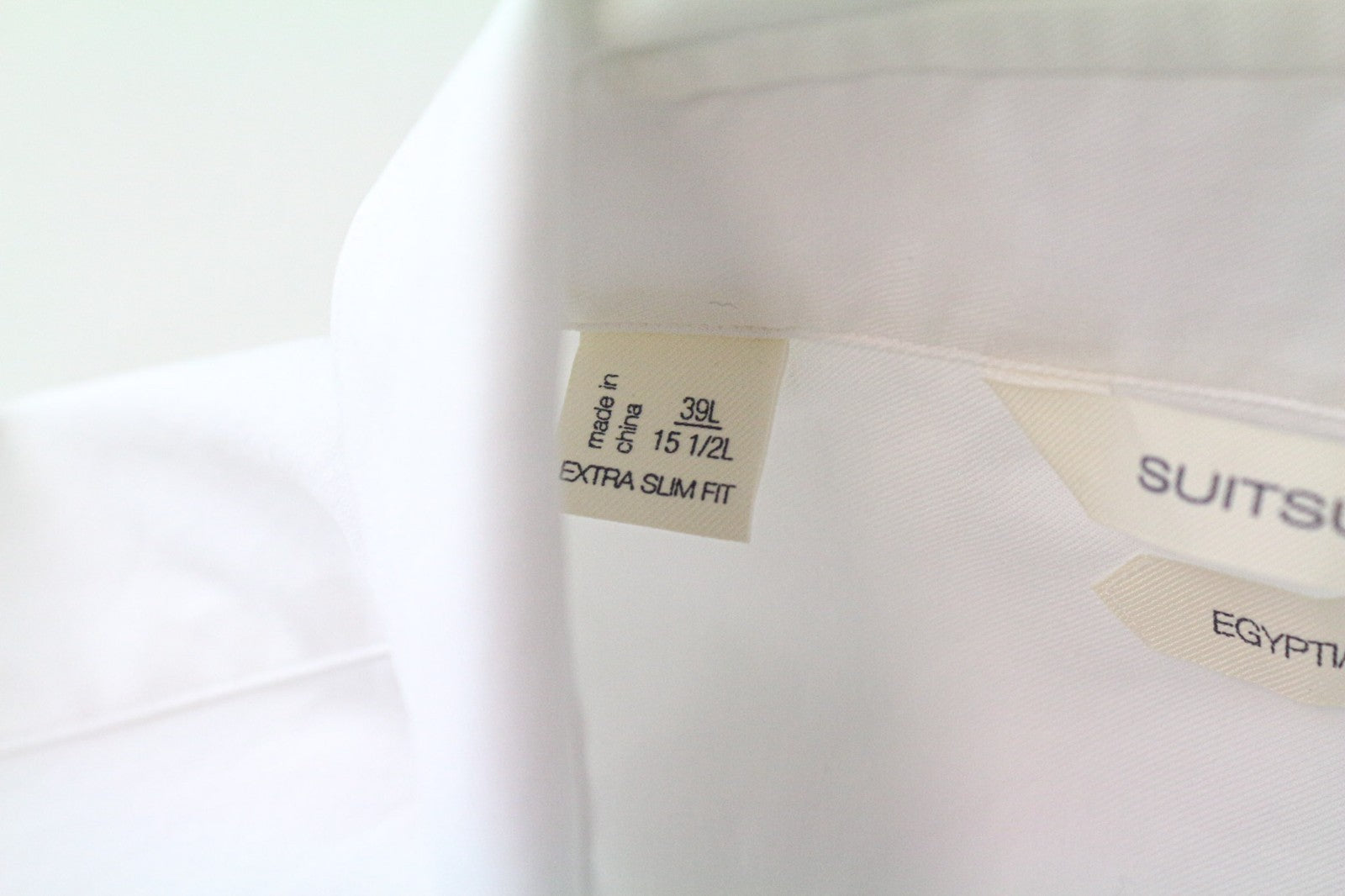 SUITSUPPLY Men's Formal Shirt 39L/15 1/2L White Extra Slim Pure Cotton Twill Cut