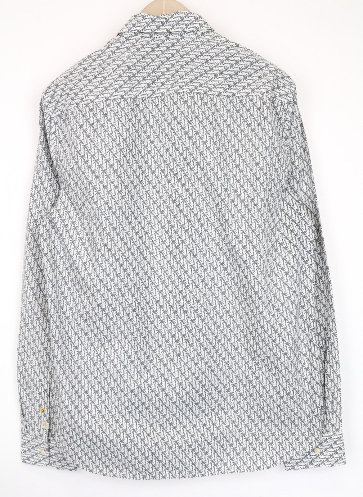 SCOTCH & SODA Ams Couture Men's Shirt L Grey Palm Pattern Pure Cotton