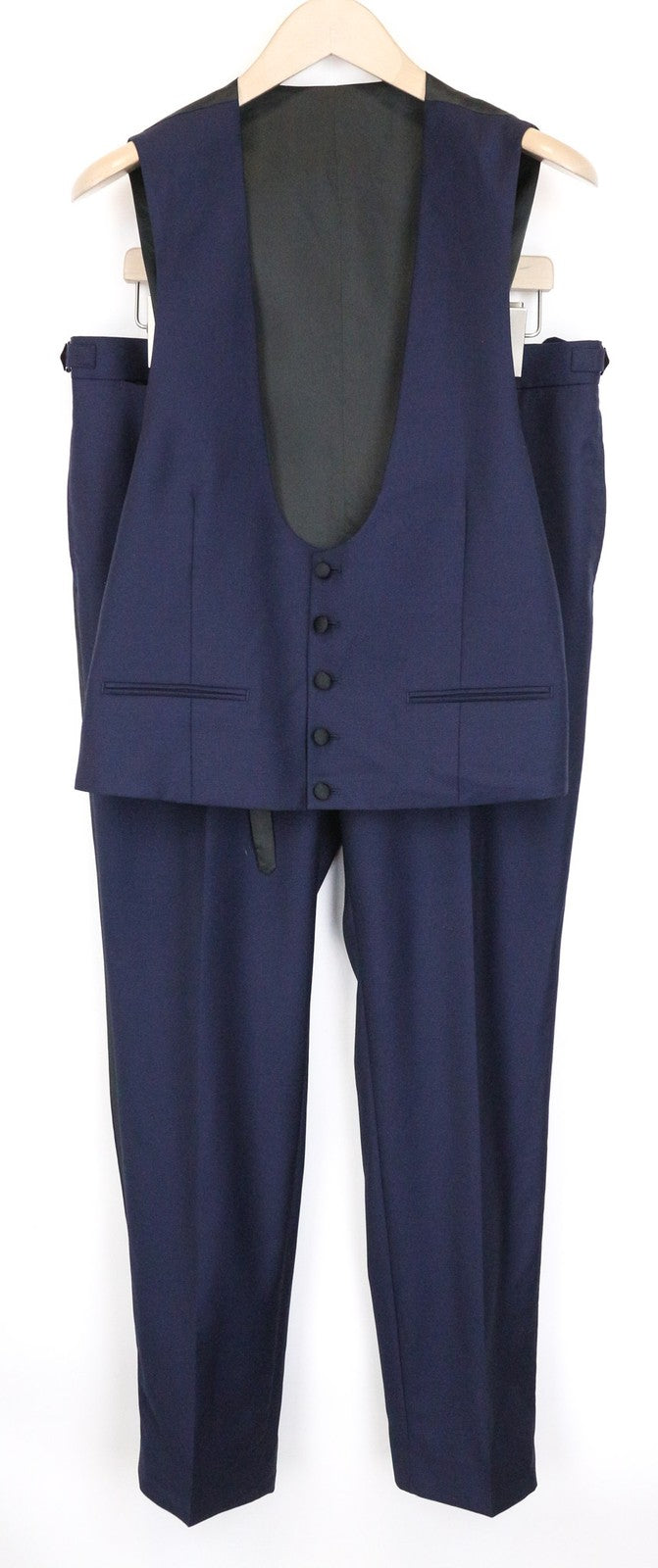 SUITSUPPLY U-Neck Men's Suit UK40R Blue 2-Piece Wool Waistcoat & Trouser Set