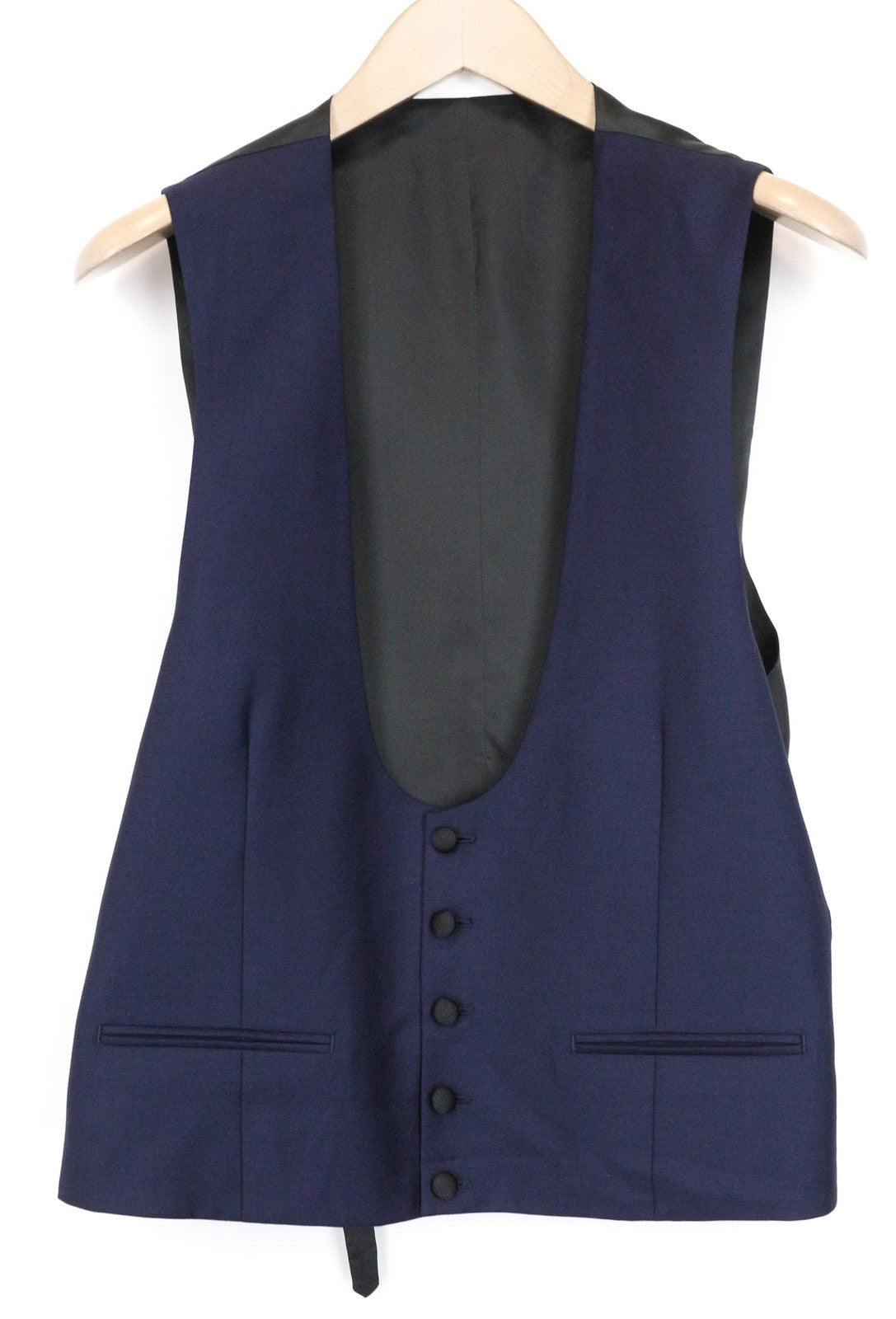 SUITSUPPLY U-Neck Men's Suit UK40R Blue 2-Piece Wool Waistcoat & Trouser Set