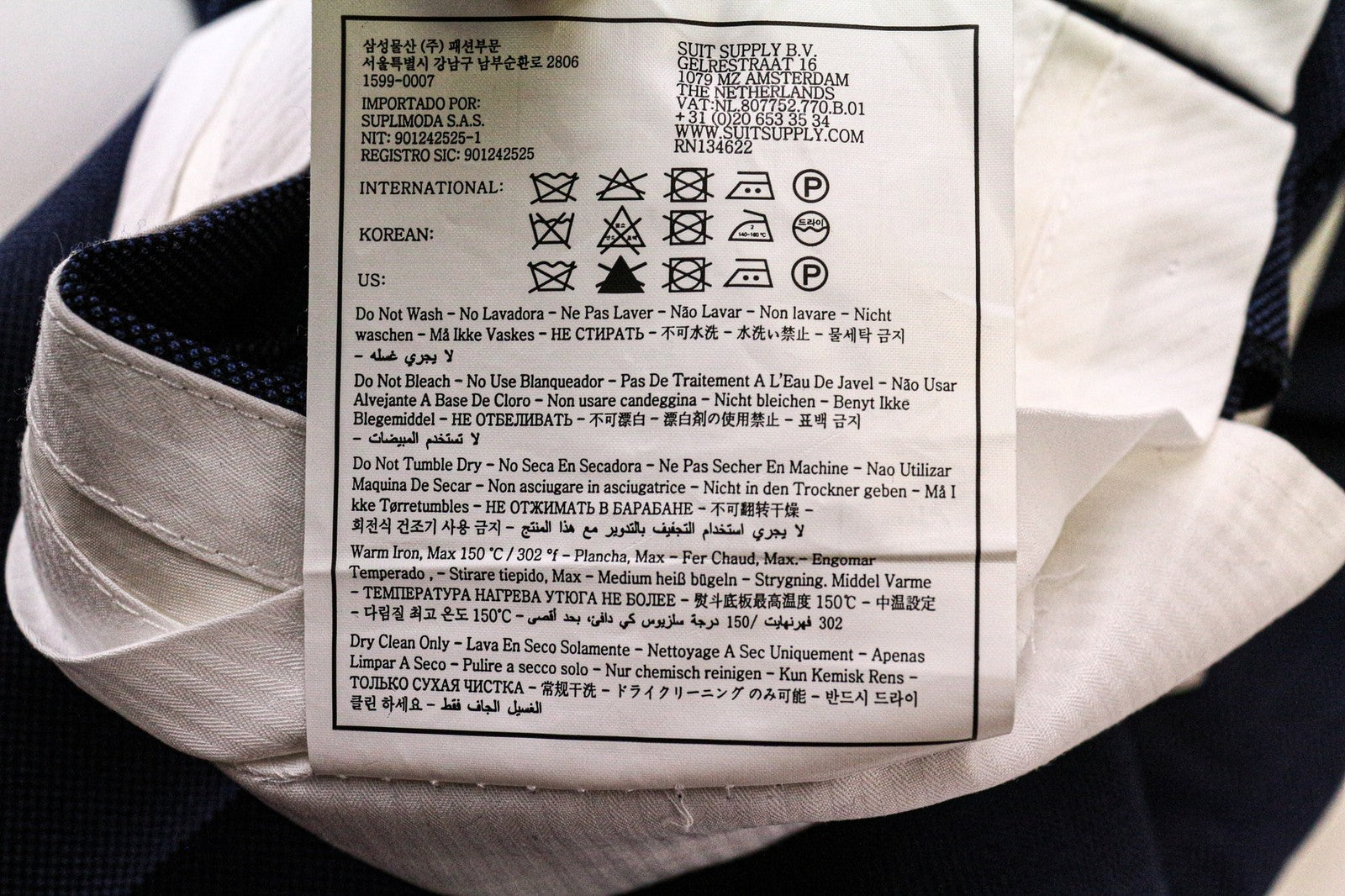 SUITSUPPLY Brescia Men's Trousers UK42S Blue Pleated Wool Slim Turn-Up Front