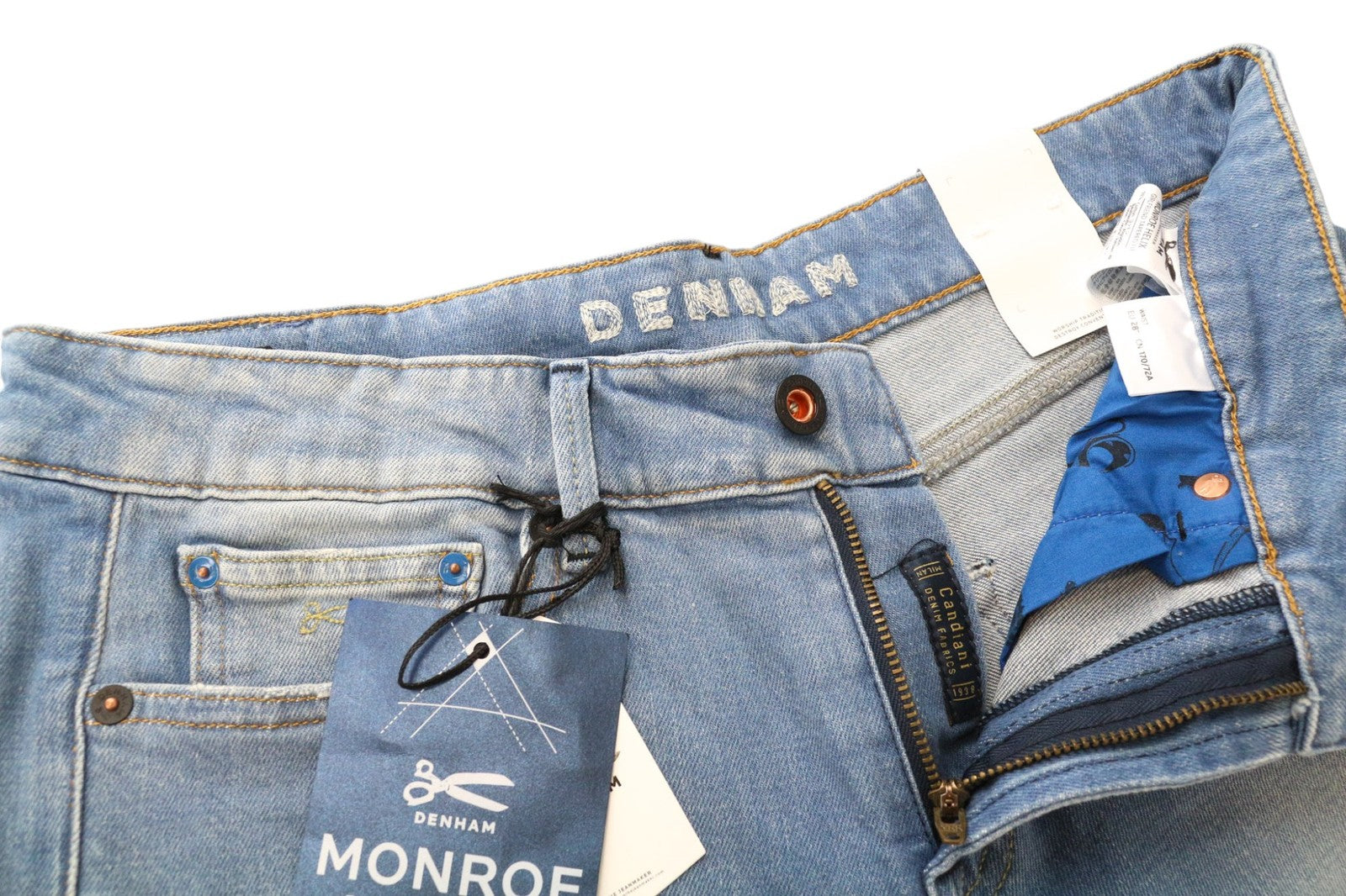 DENHAM Monroe Helix Women's Jeans W28/L28 Blue Cotton Stretch Girlfriend Taper