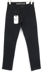 DENHAM Marshal Men's Trousers W27/L32 Black Slim Stretch Cotton Button Fly Fit