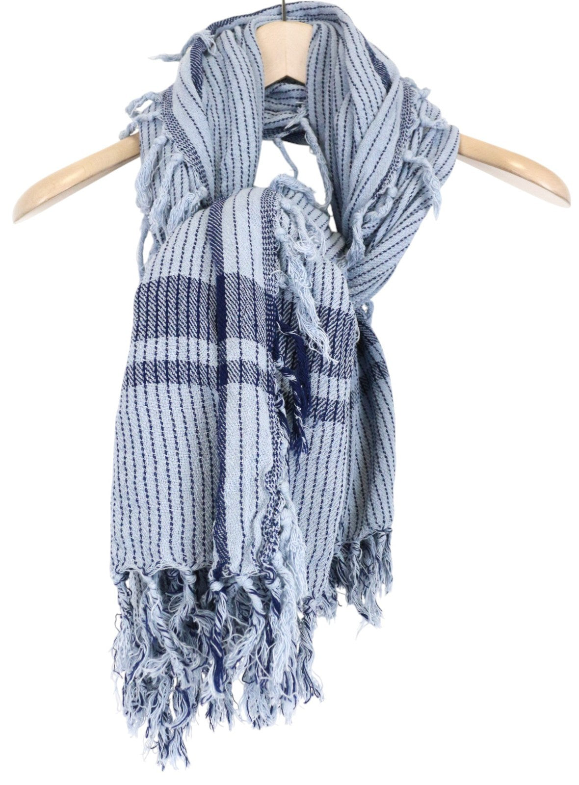 MAISON SCOTCH Ams Blauw Women's Scarf OS Blue Tassel Patterned Cotton Unisex