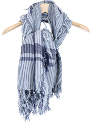 MAISON SCOTCH Ams Blauw Women's Scarf OS Blue Tassel Patterned Cotton Unisex