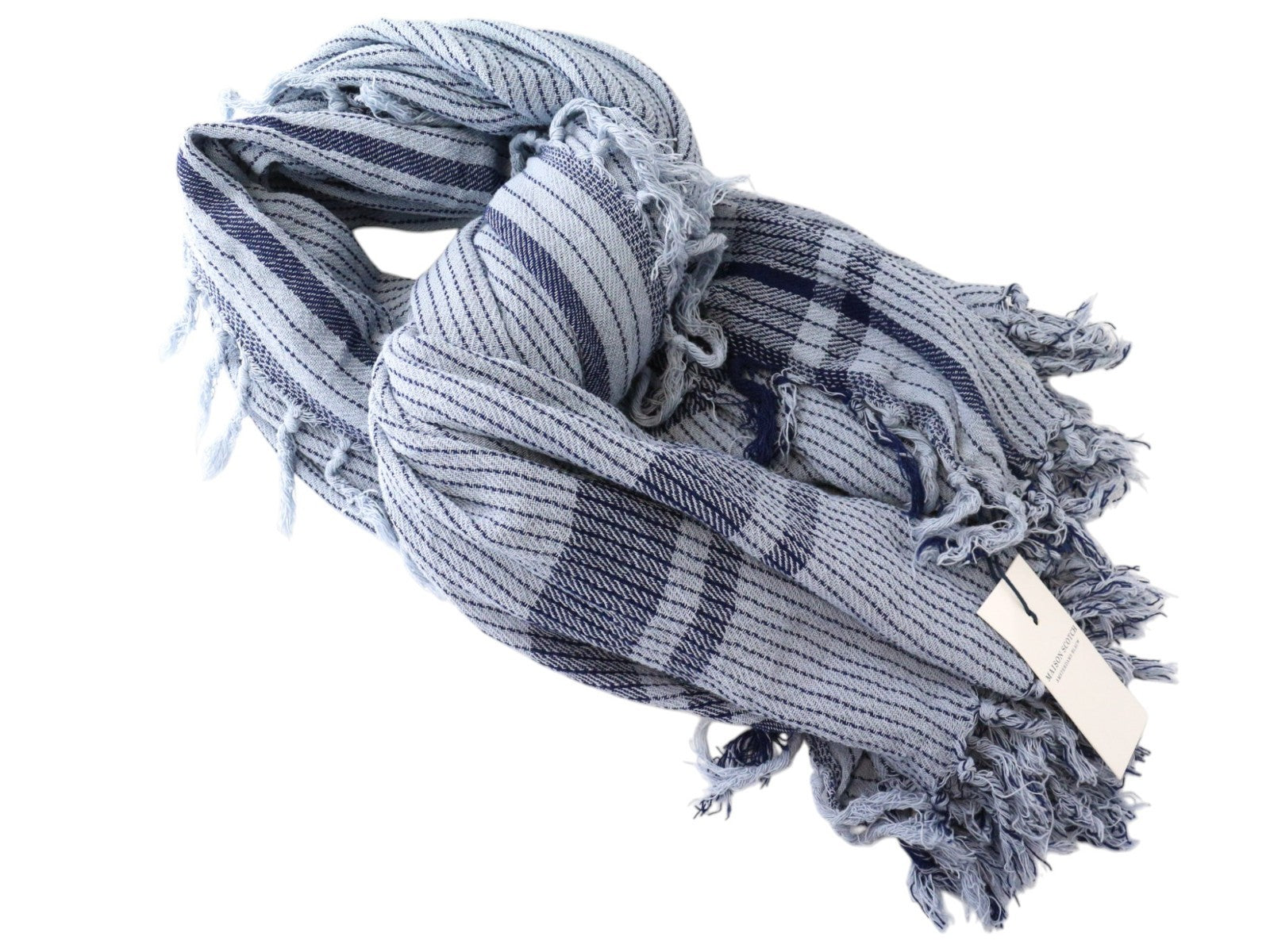 MAISON SCOTCH Ams Blauw Women's Scarf OS Blue Tassel Patterned Cotton Unisex