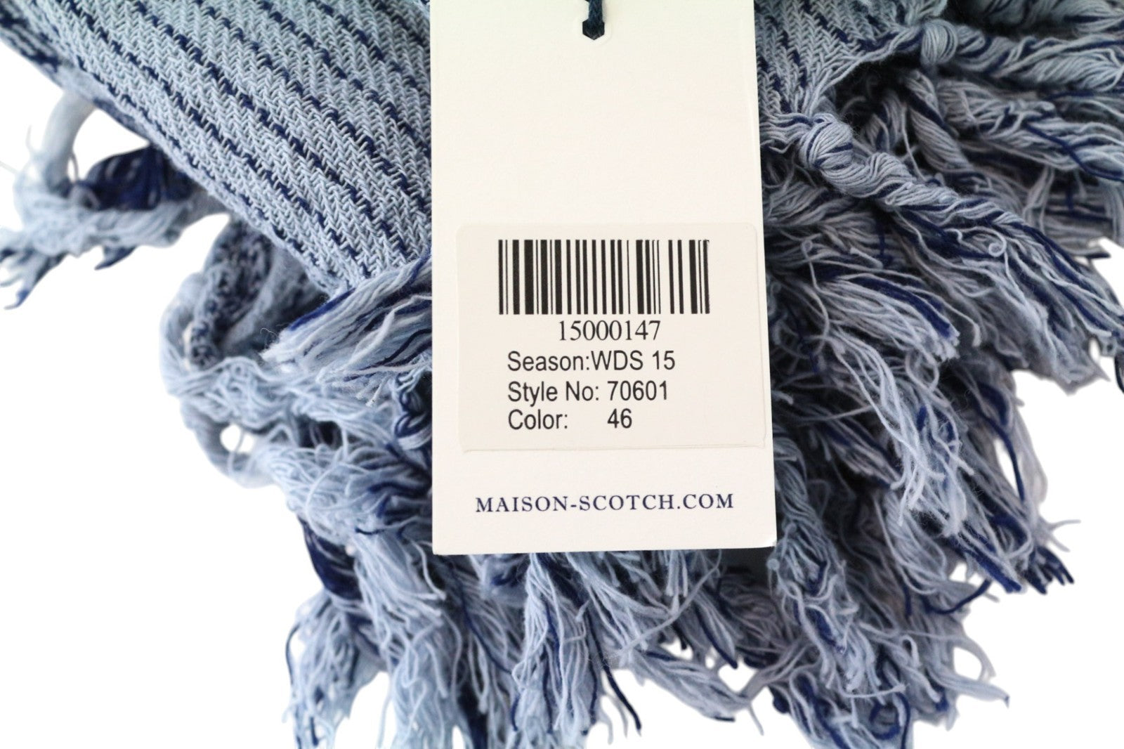 MAISON SCOTCH Ams Blauw Women's Scarf OS Blue Tassel Patterned Cotton Unisex