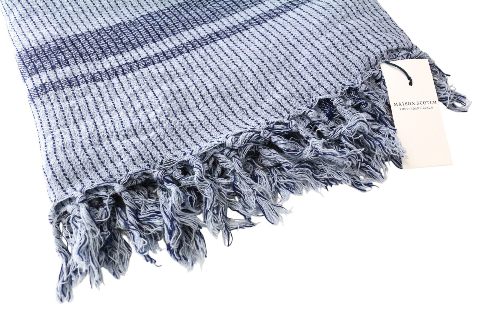 MAISON SCOTCH Ams Blauw Women's Scarf OS Blue Tassel Patterned Cotton Unisex