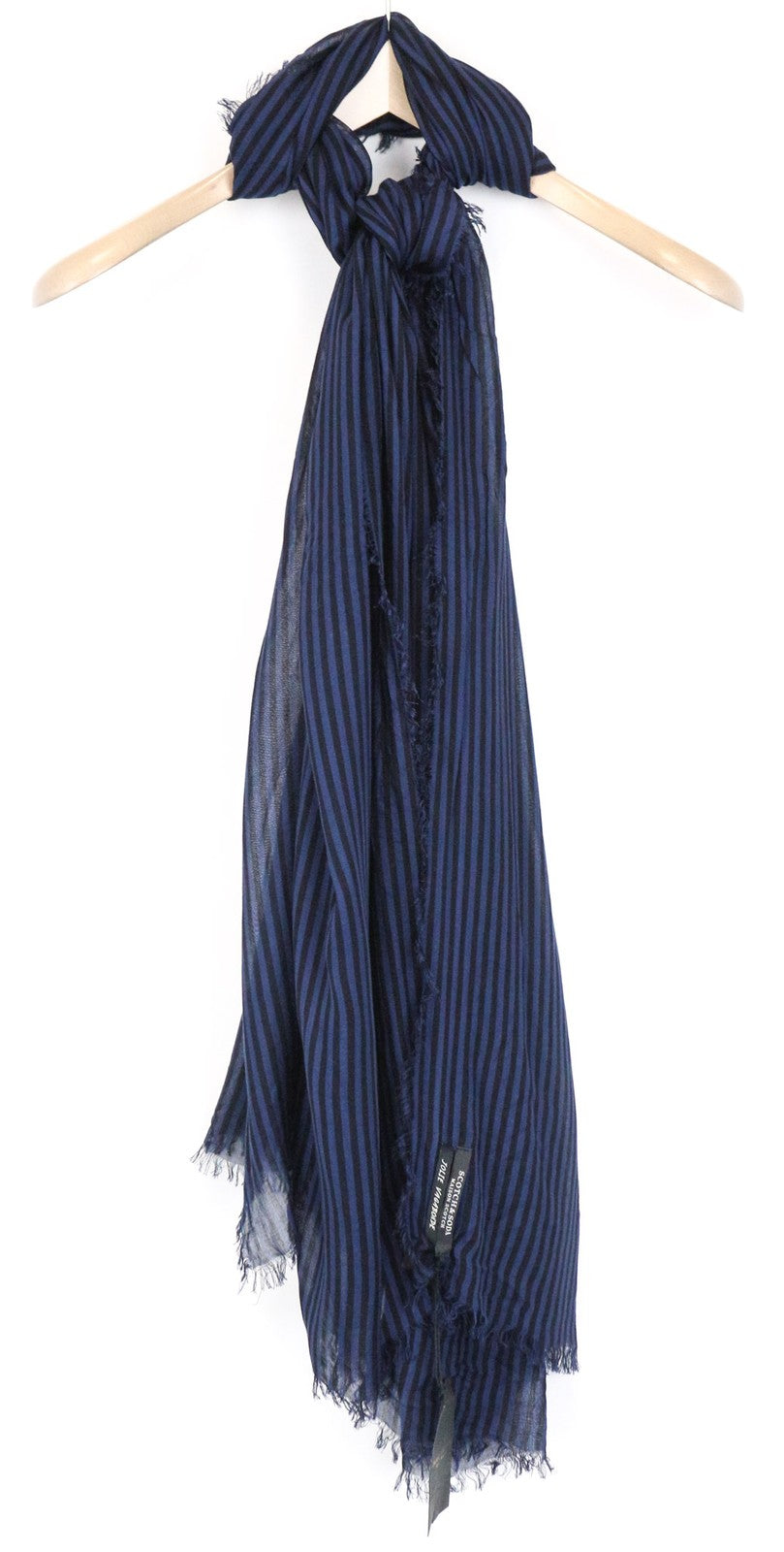 MAISON SCOTCH Women's Scarf OS Blue Black Striped Cotton Lightweight Everyday