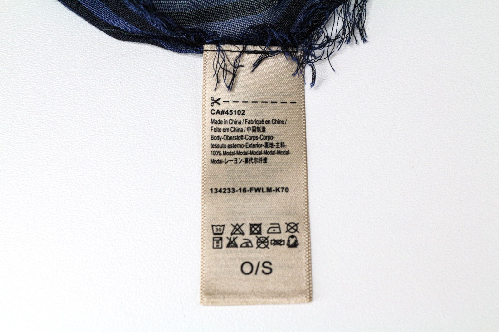 MAISON SCOTCH Women's Scarf OS Blue Black Striped Cotton Lightweight Everyday